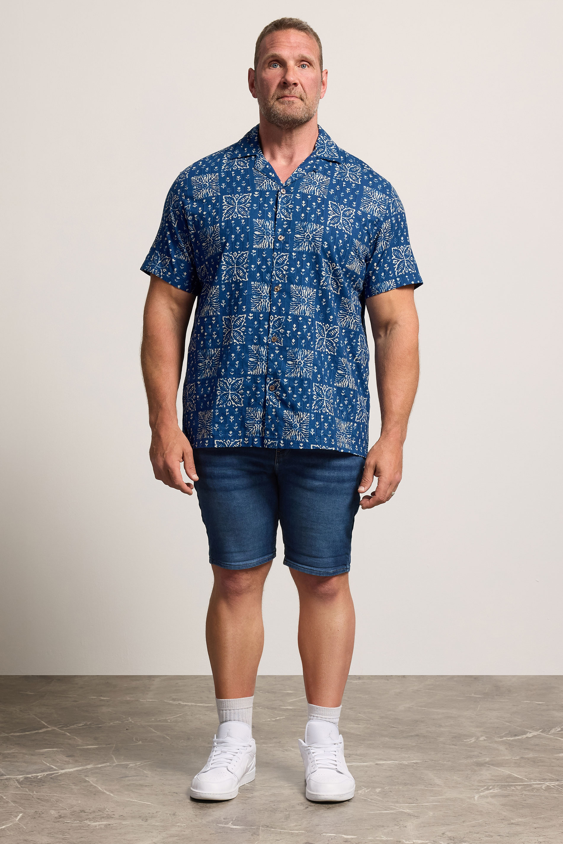 JACK & JONES Big & Tall Navy Blue Resort Shirt | BadRhino 1