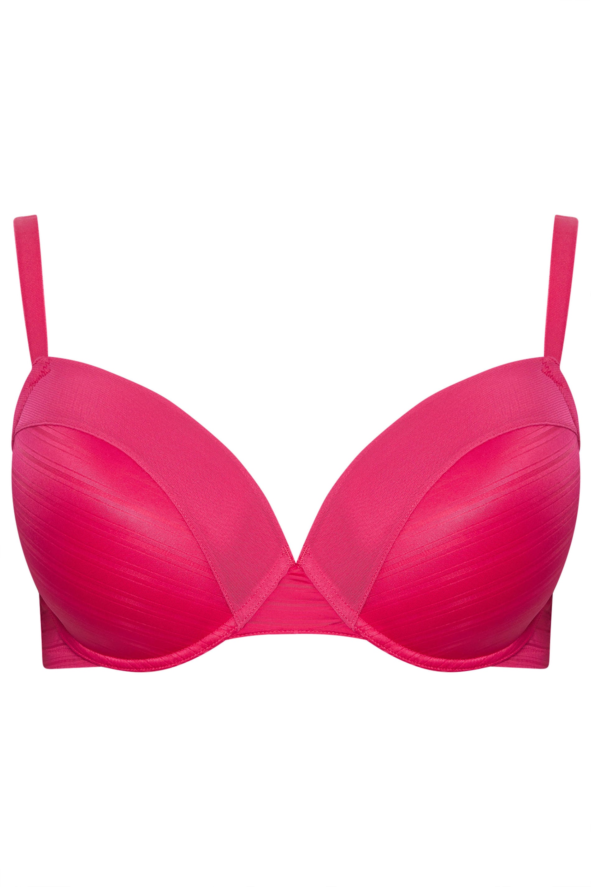 YOURSET 2 PACK Plus Size Black & Pink Burnout Stripe T-Shirt Bras | Yours Clothing 9