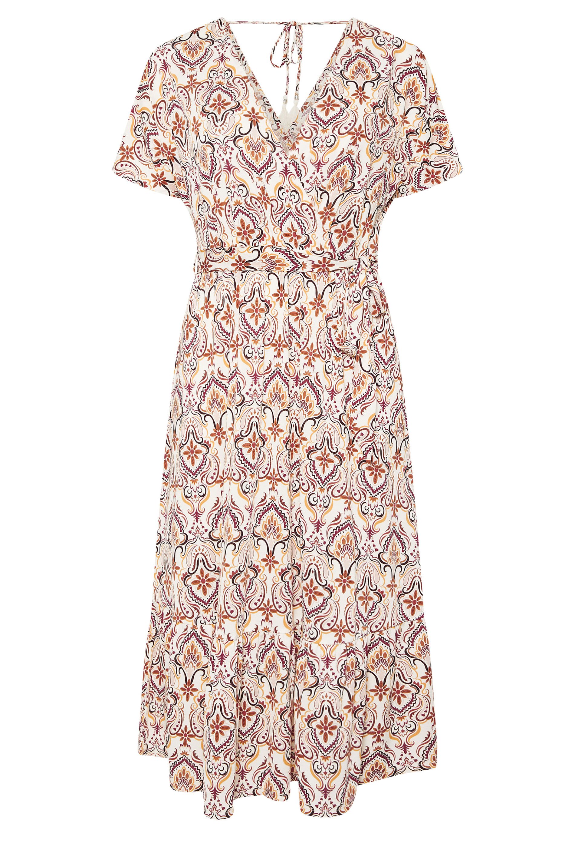 YOURS Plus Size White Paisley Print Midaxi Wrap Dress | Yours Clothing 5