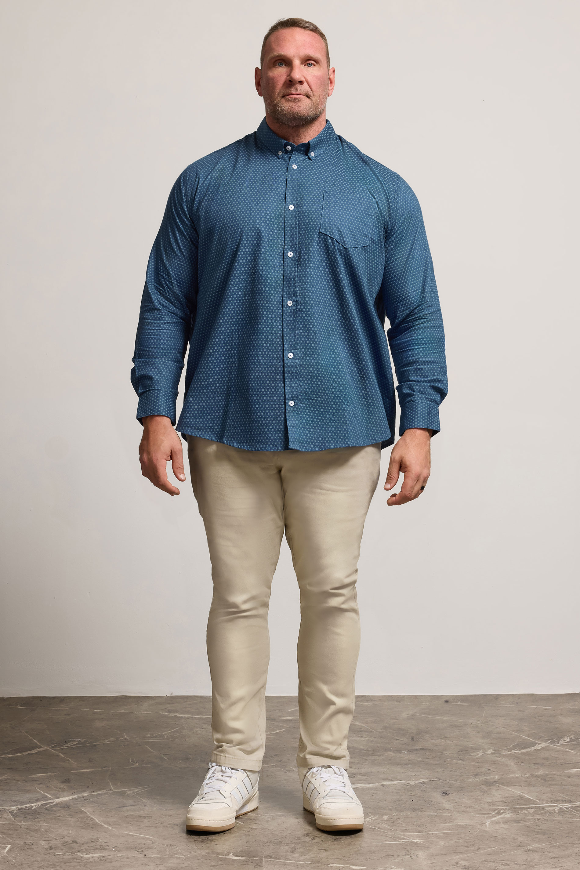 BadRhino Big & Tall Blue Geometric Print Party Shirt | BadRhino 1