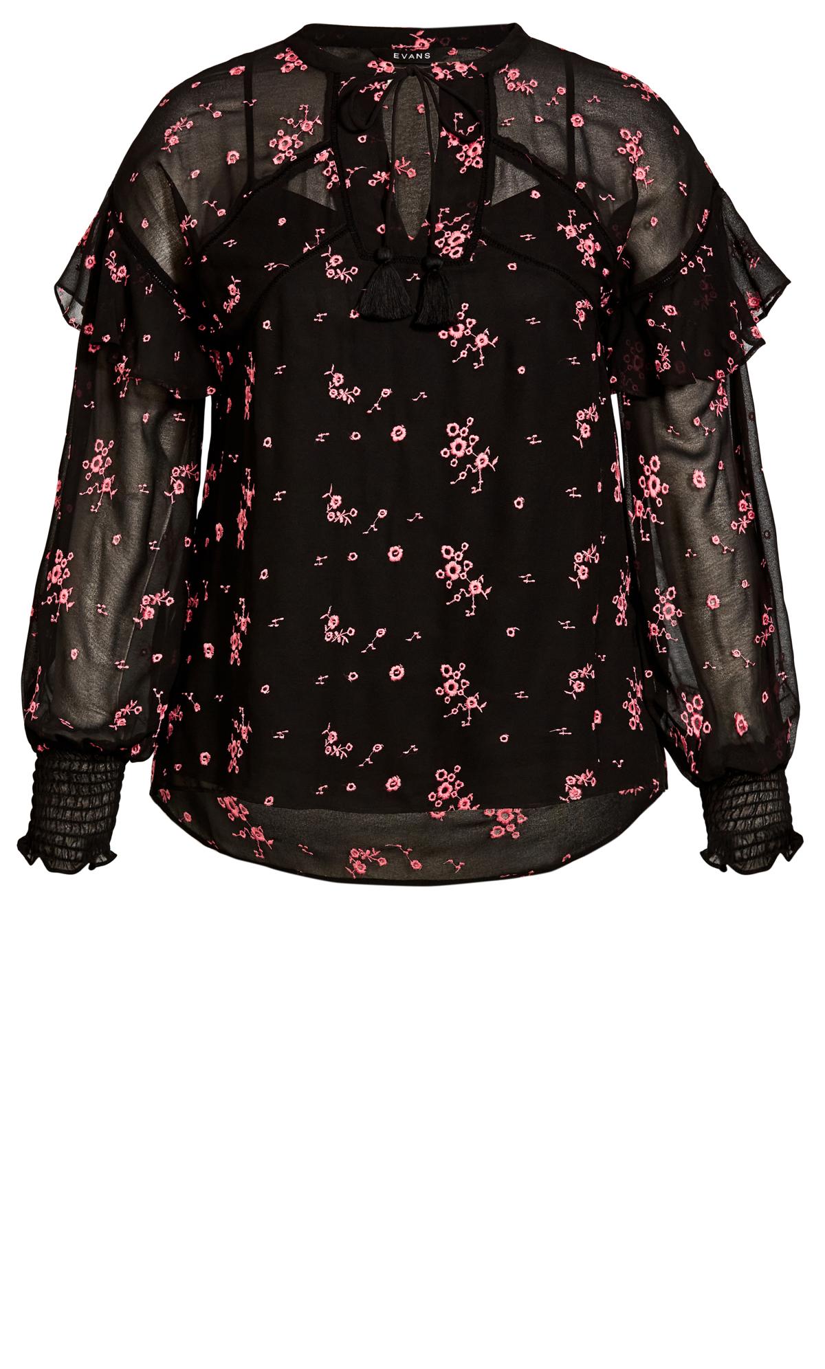 Frill Sleeve Top Black 6
