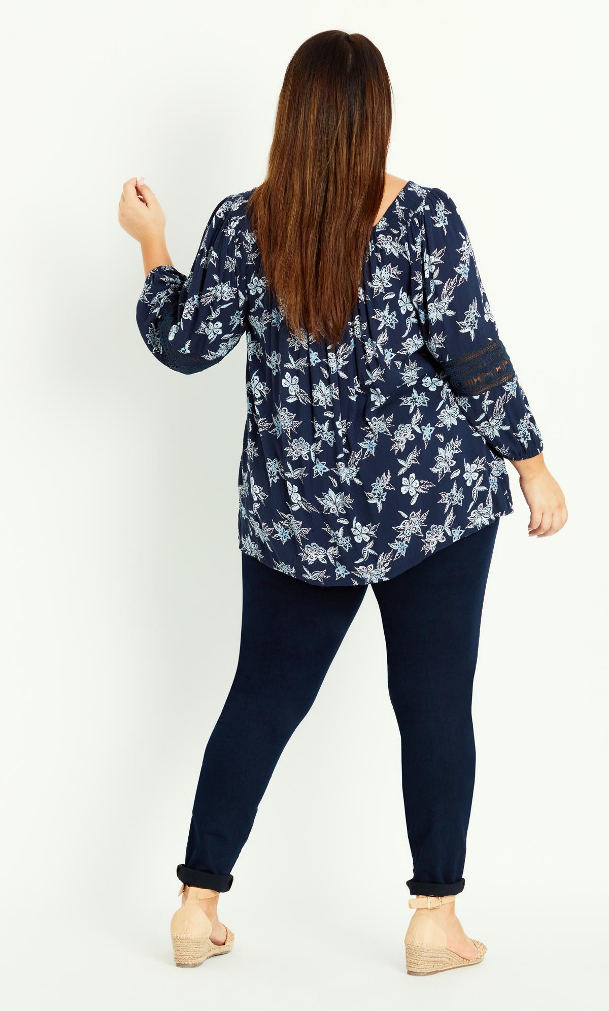 Floral Crochet Insert Top Navy 3