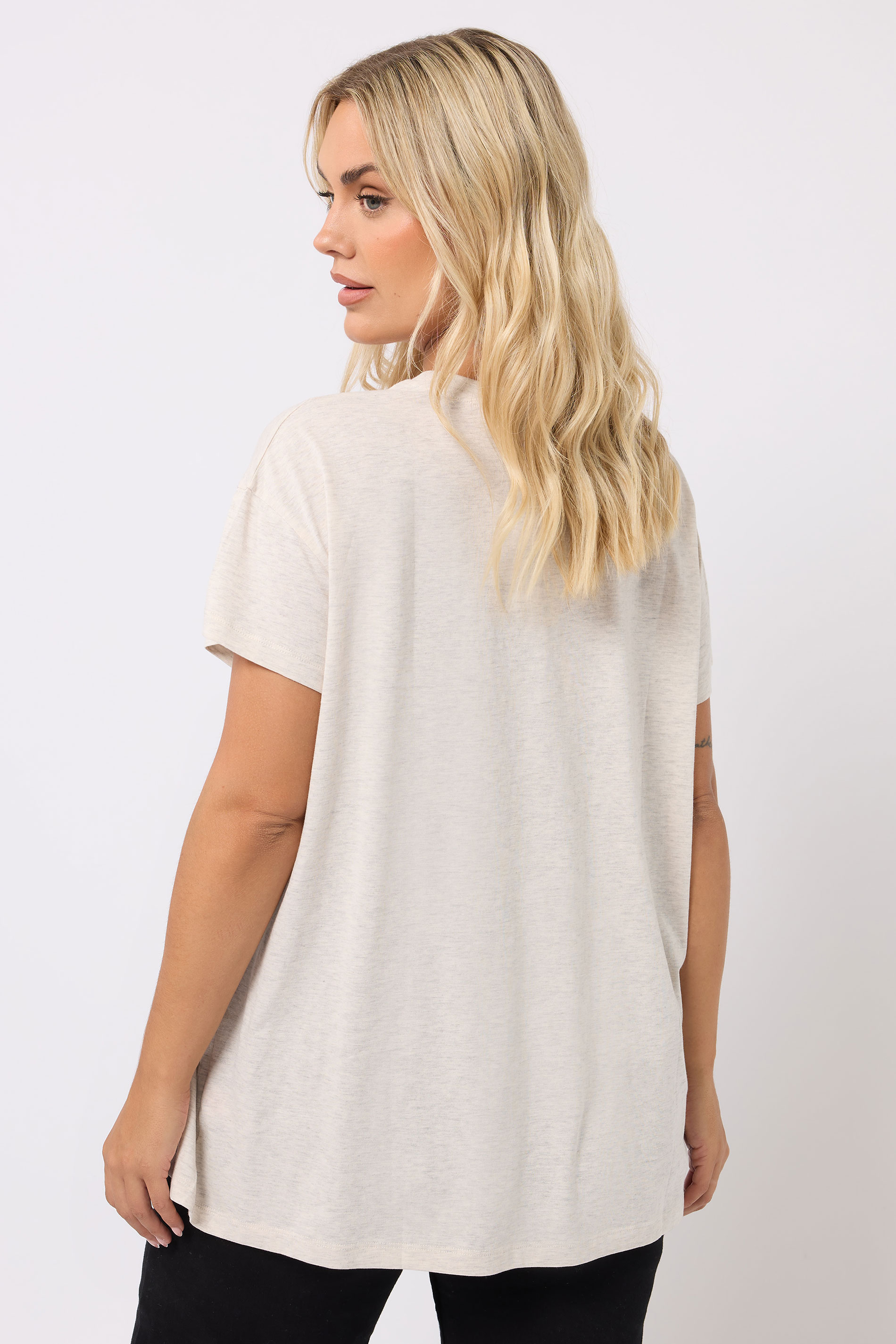 YOURS Plus Size Cream Floral Heart Embroidered T-Shirt | Yours Clothing 2