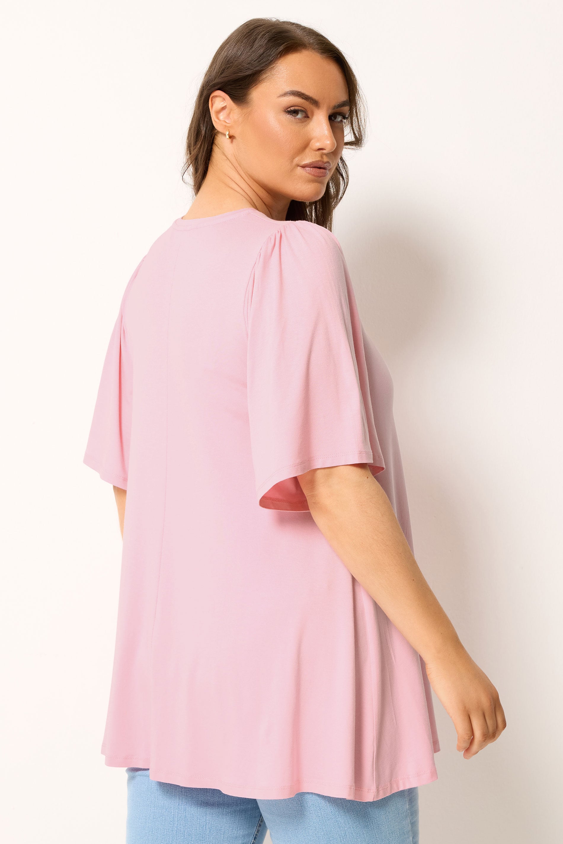 YOURS Plus Size Pink Pleated Front Swing Top | Yours Clothing 2