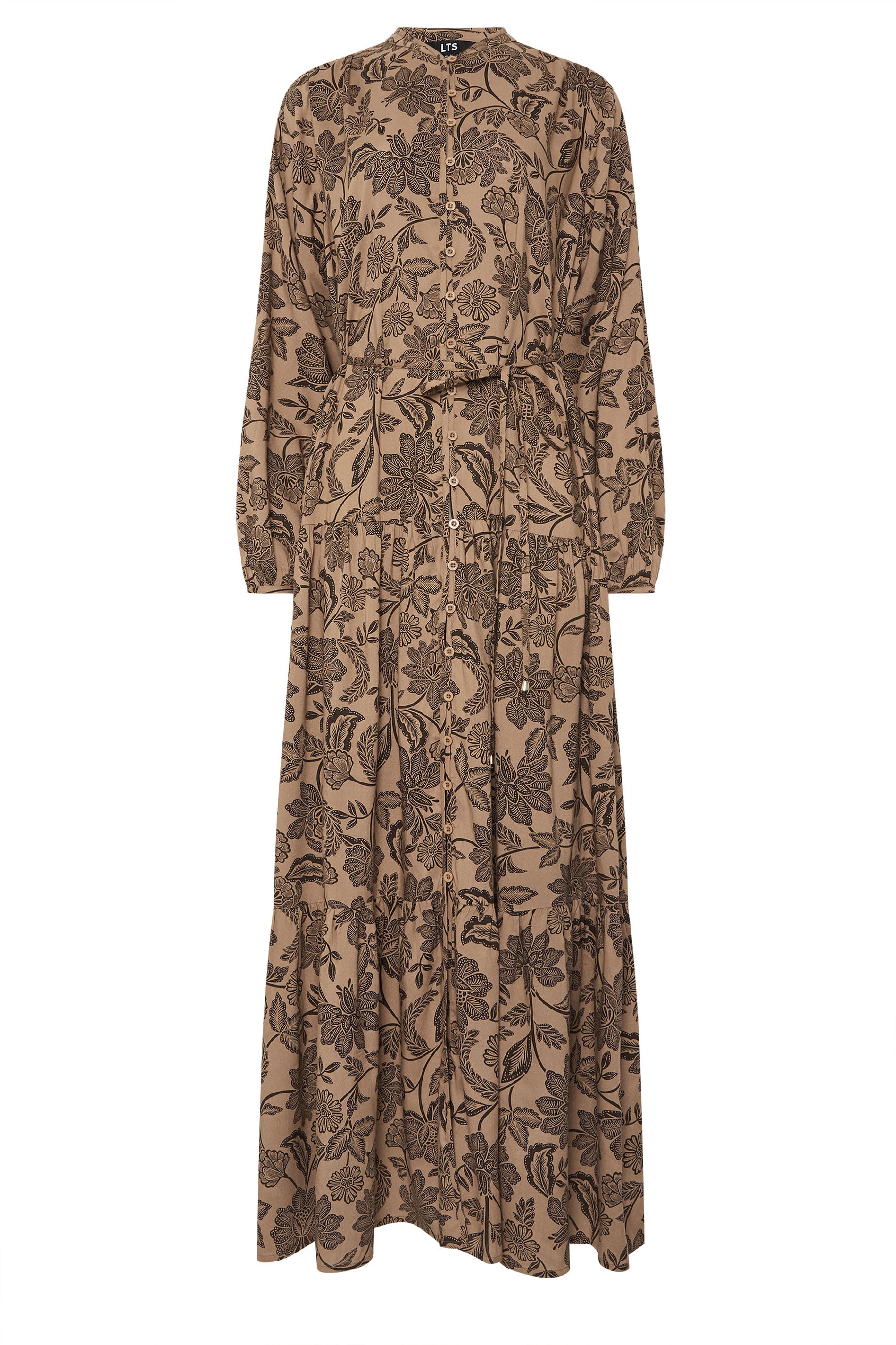 LTS Tall Women's Natural Brown Tie Waist Maxi Dress | Long Tall Sally 6