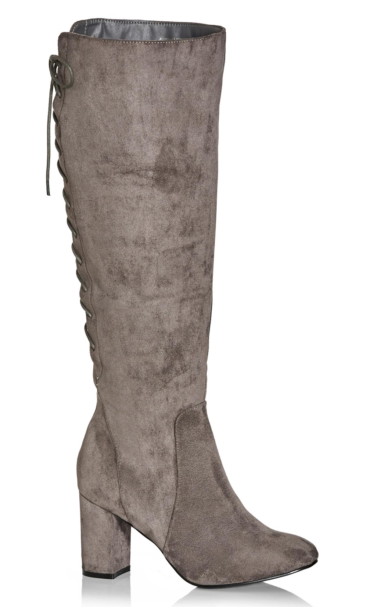 Knee-High Perry Sleek Flat Grey Boot 1