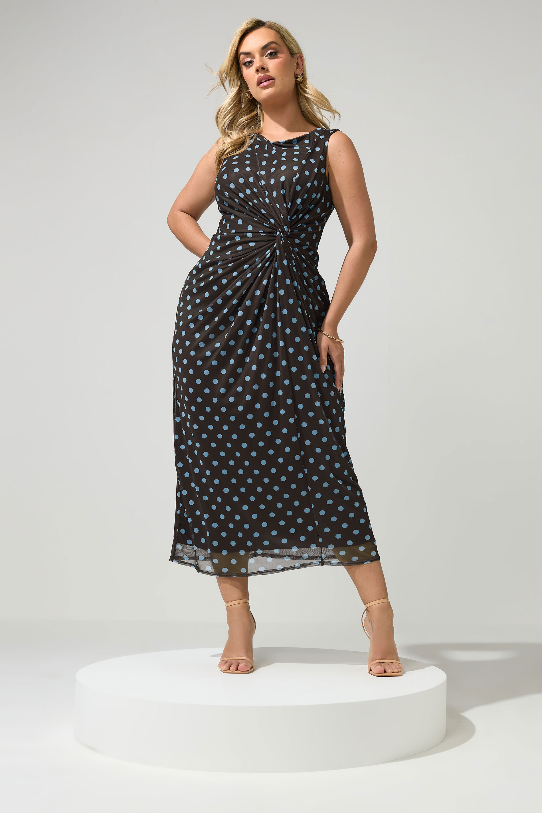 YOURS LONDON Plus Size Chocolate Brown Polka Dot Dress | Yours Clothing 3