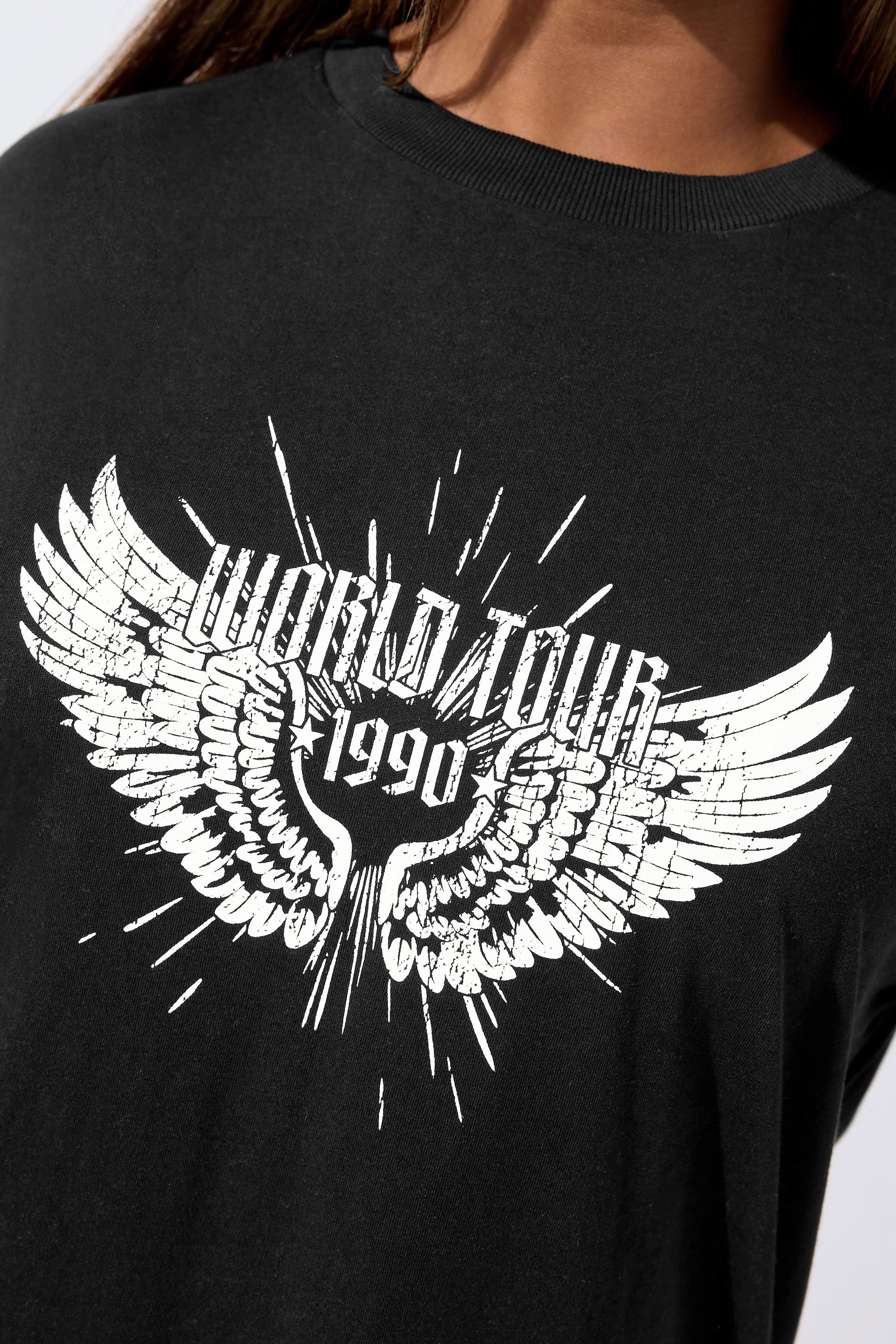 LIMITED COLLECTION Plus Size Black Sequin 'World Tour' Graphic T-Shirt | Yours Clothing 4