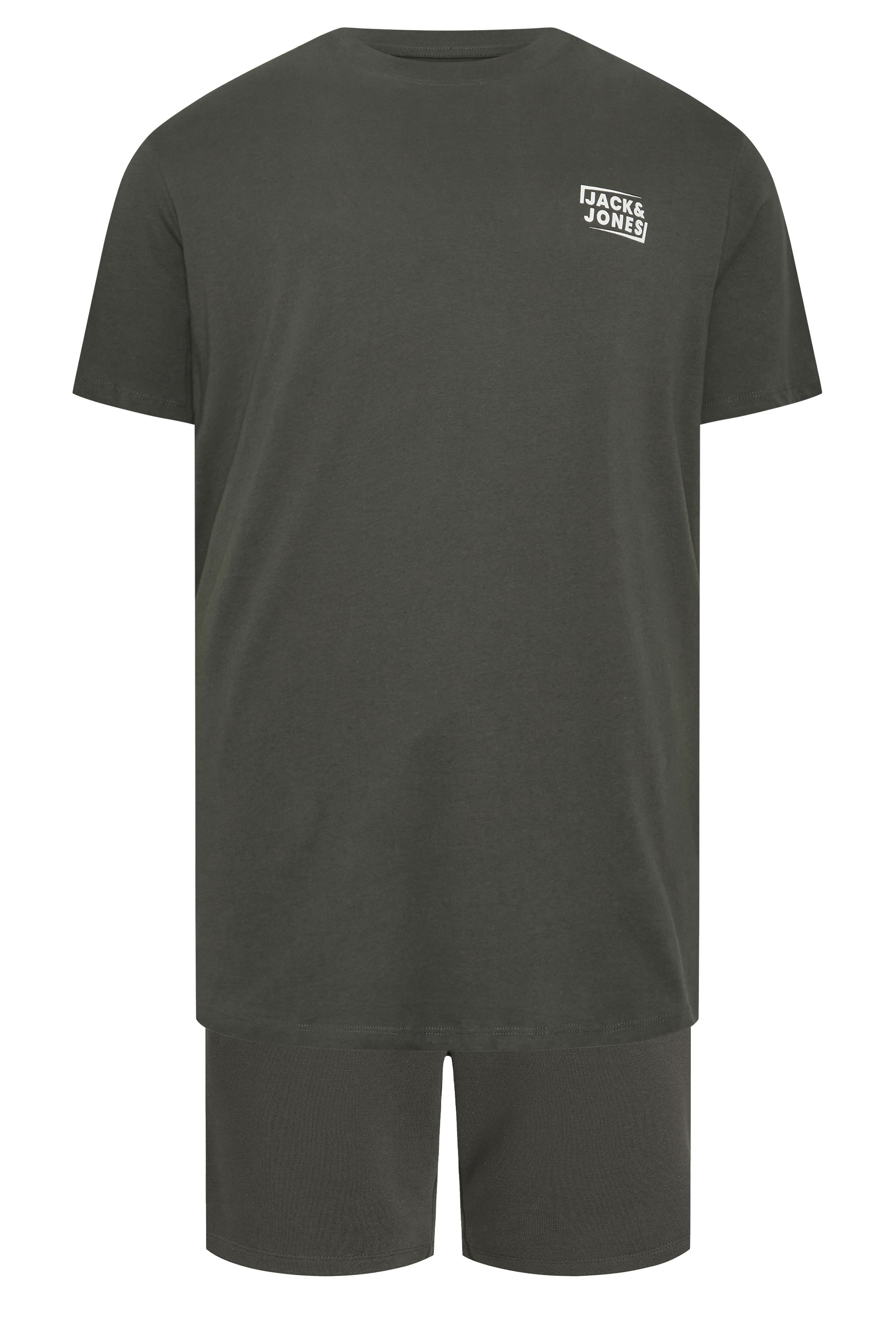 JACK & JONES Big & Tall Grey T-Shirt & Shorts Set | BadRhino 2
