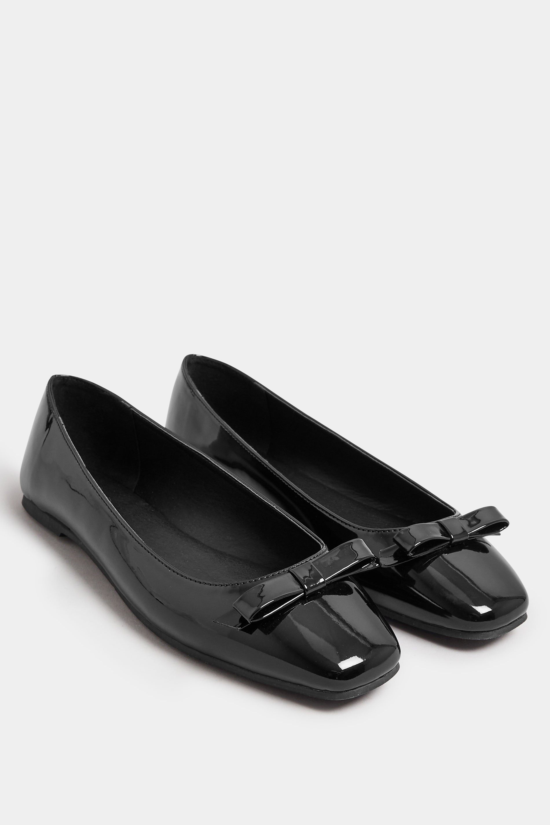 LTS Women's Black Patent Ballet Pumps In Standard Fit | Long Tall Sally 3