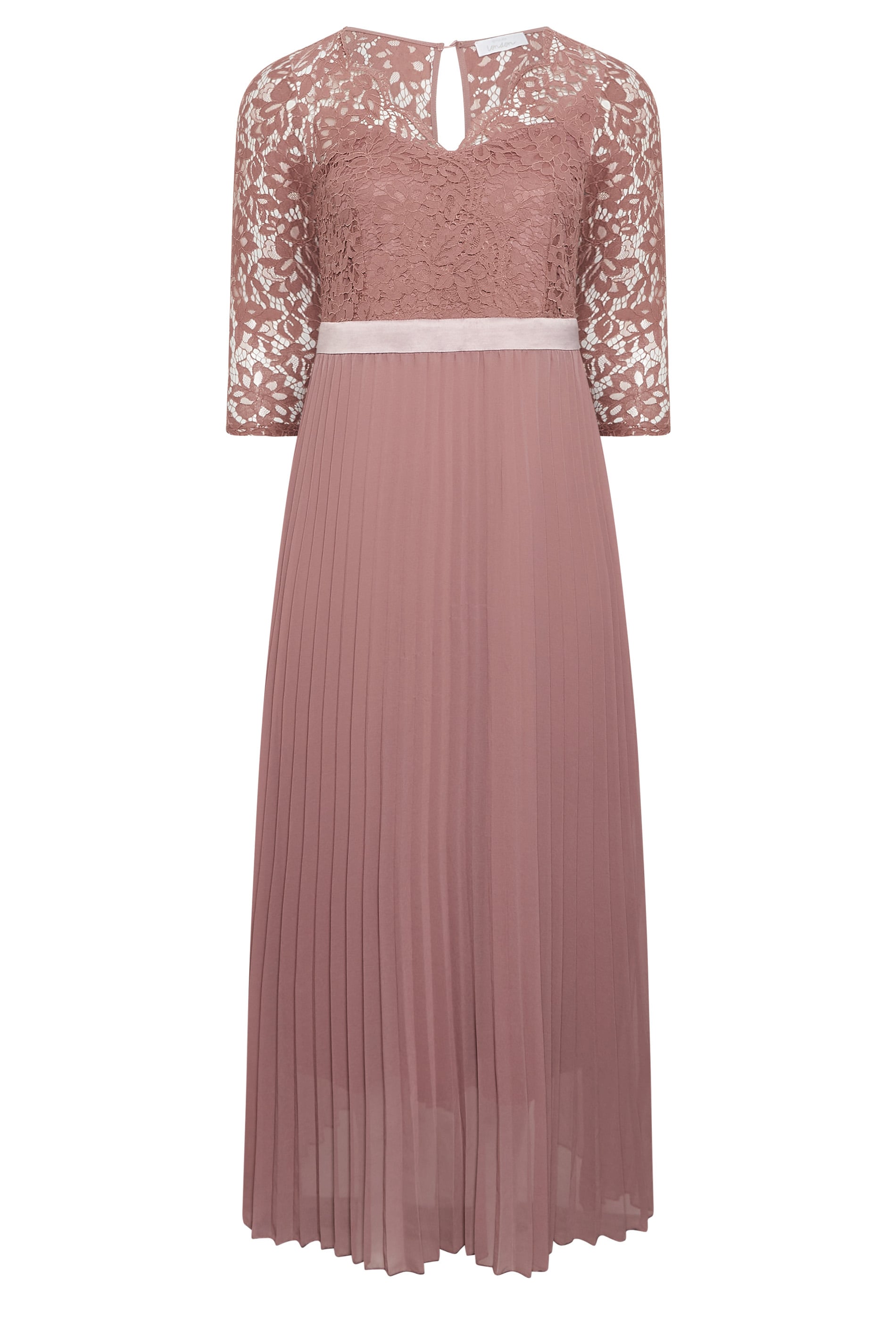 Plus Size YOURS LONDON Curve Blush Pink Lace Pleated Maxi Dress | Yours Clothing  6