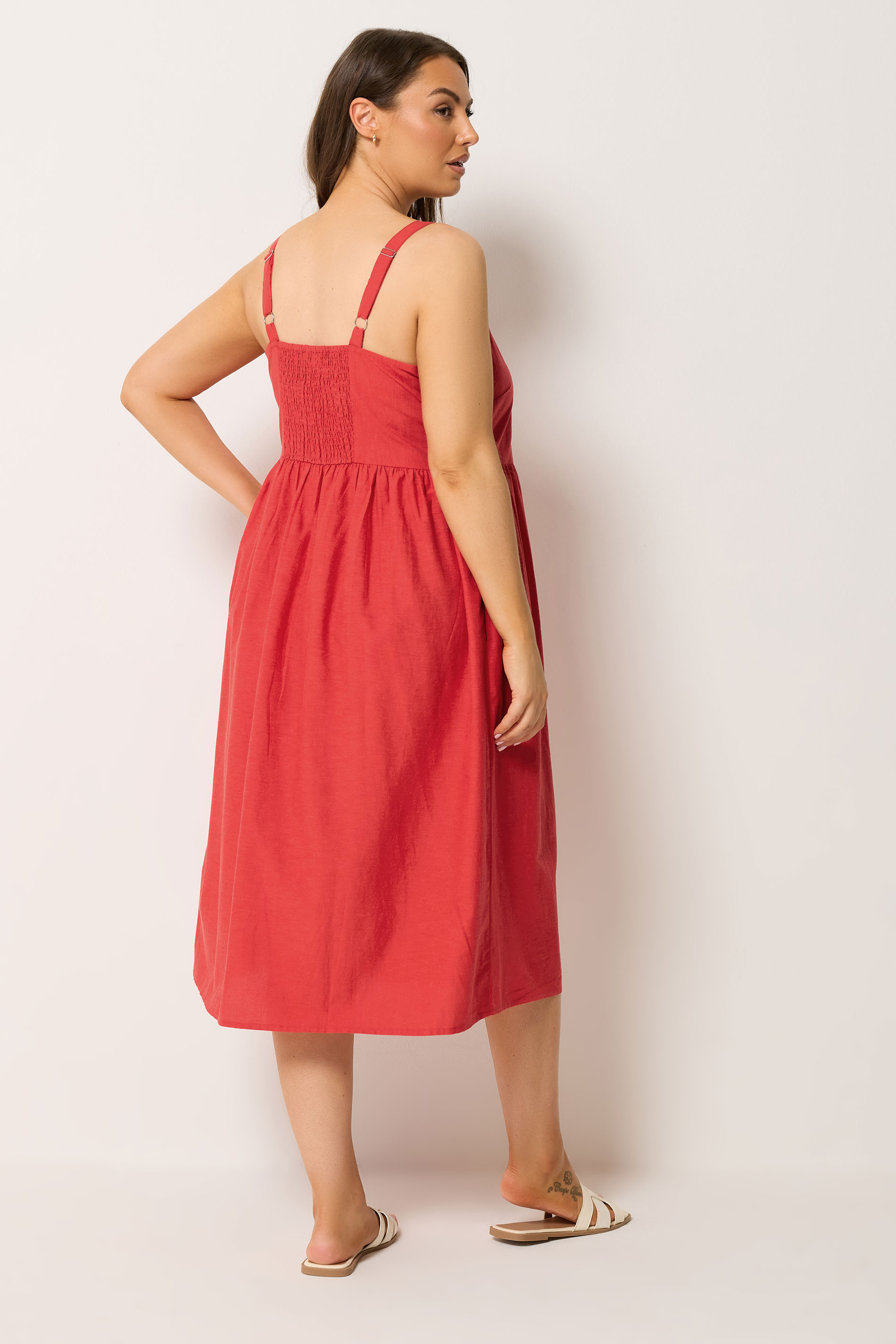 YOURS Plus Size Red Linen Sundress | Yours Clothing 2