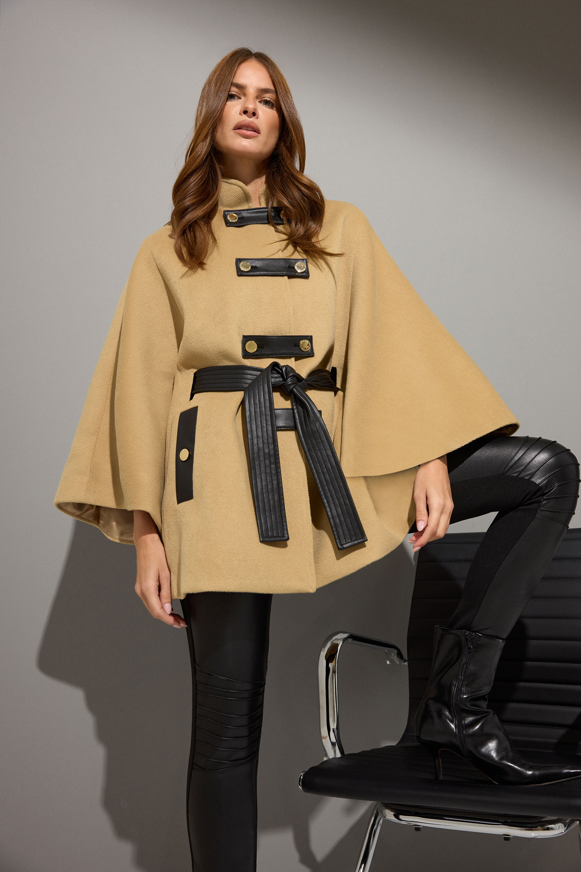 STAR Natural Brown Button Through Cape Coat | StarByJM 3
