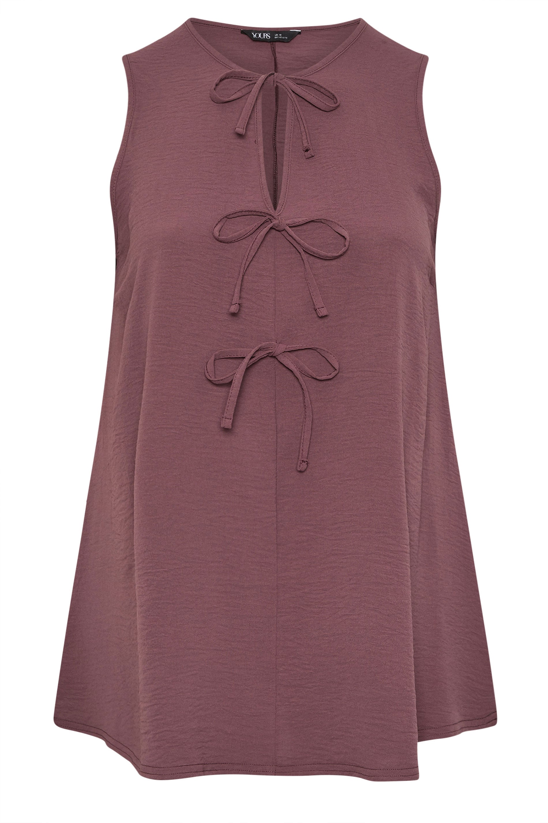 YOURS Plus Size Purple Tie Front Smock Vest Top | Yours Clothing 5