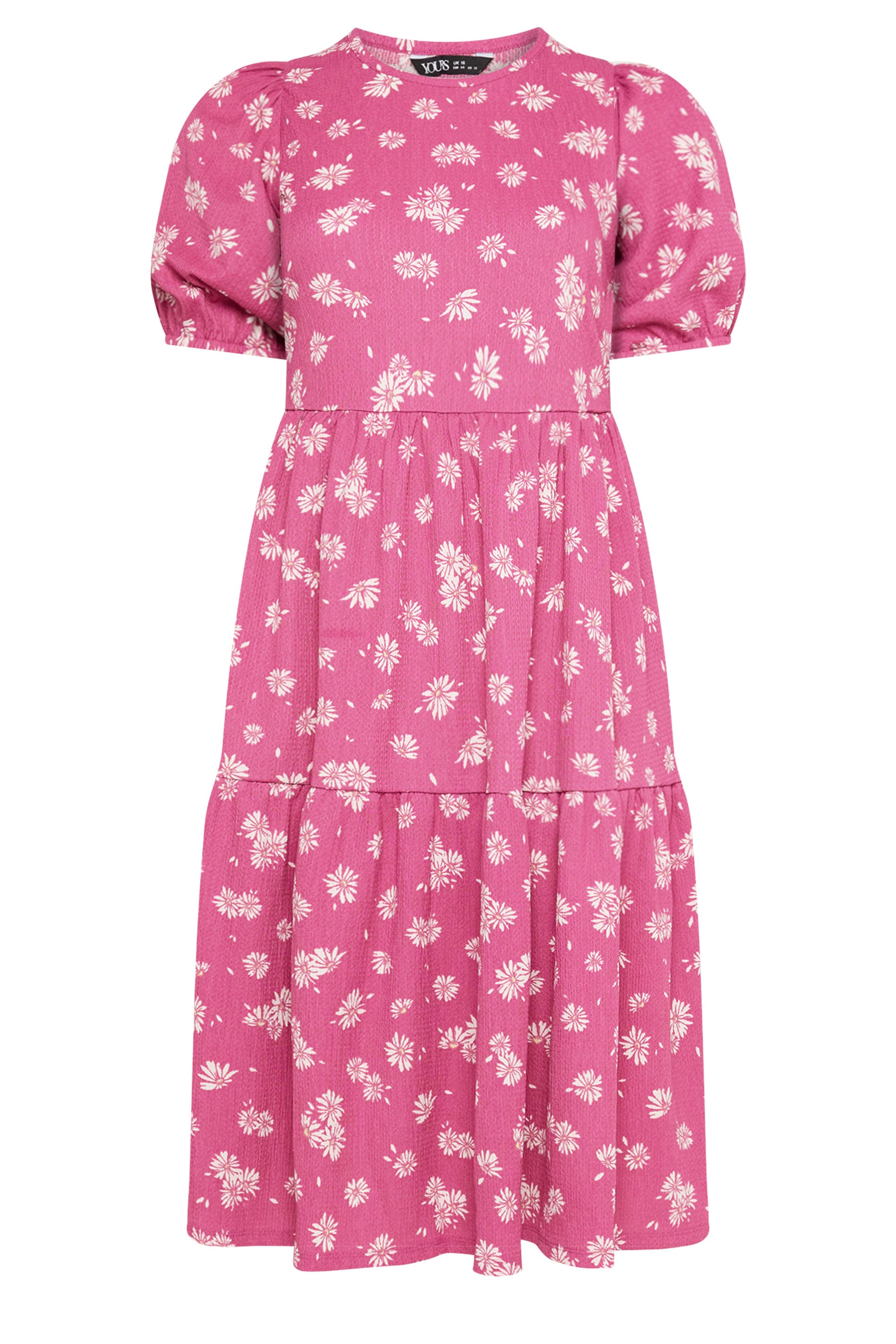 YOURS Plus Size Pink Daisy Tiered Midi Dress | Yours Clothing 5