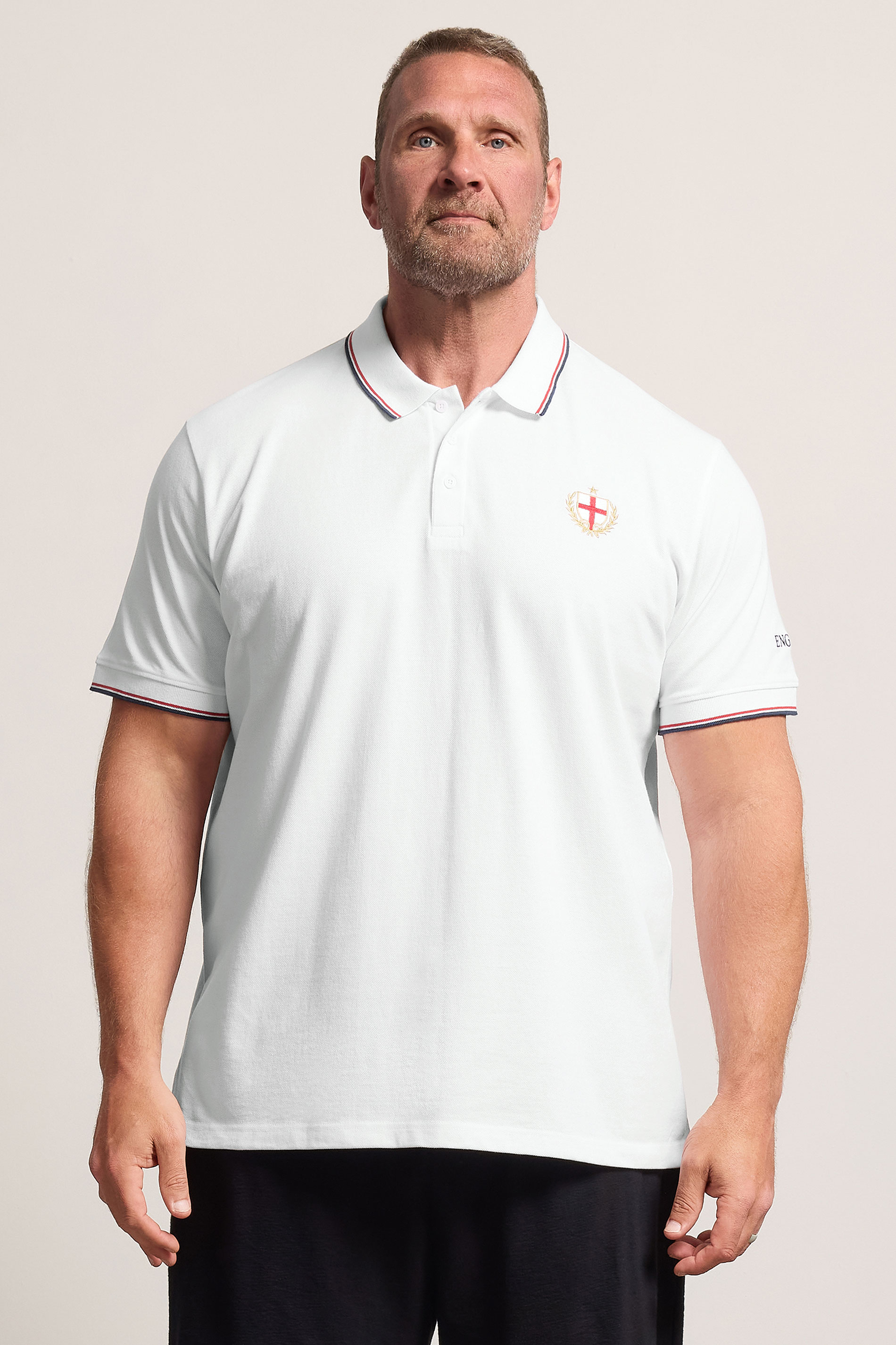 BadRhino Big & Tall White England Embroided Polo Shirt | BadRhino 2