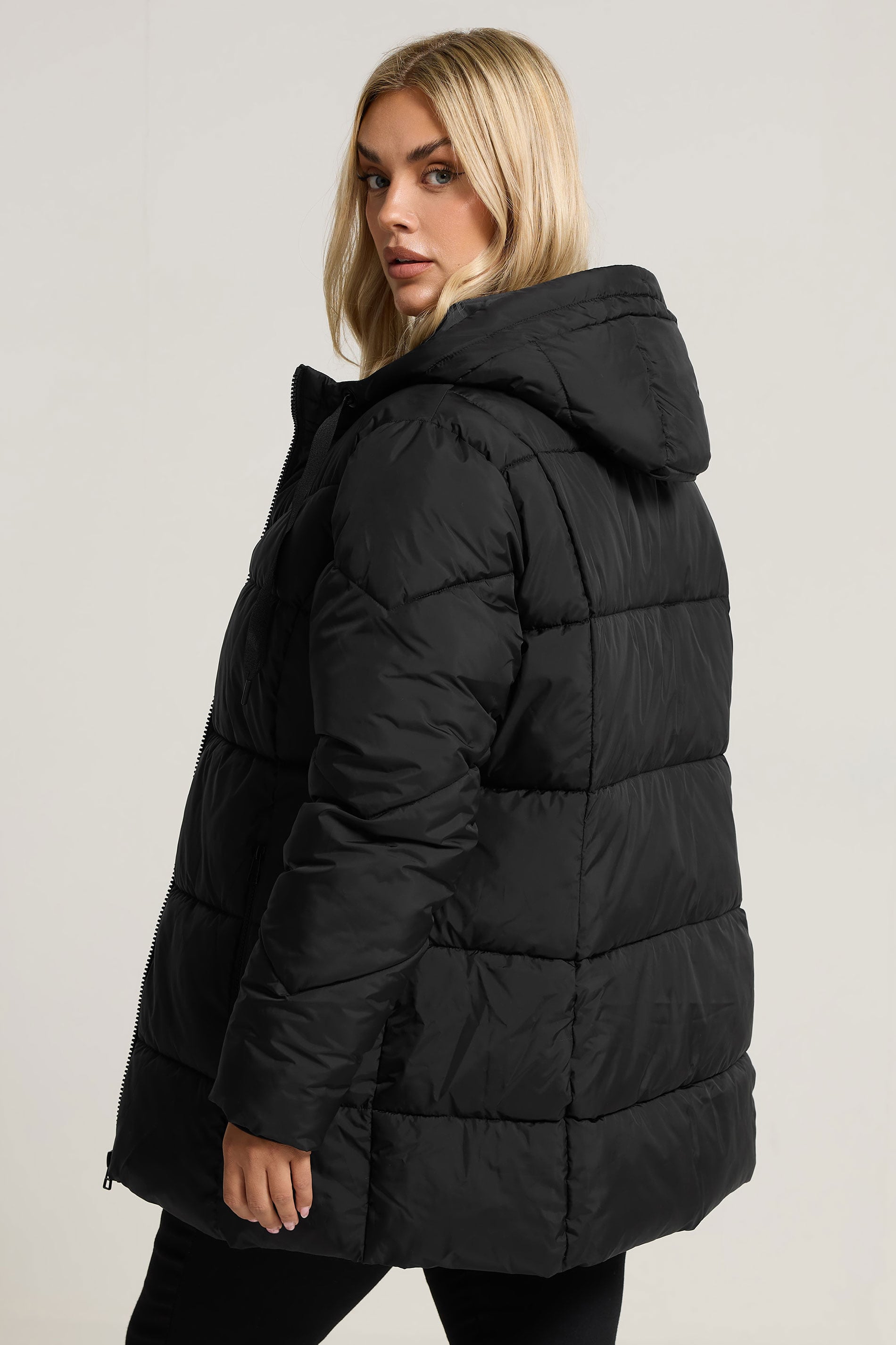 YOURS Plus Size Black Short Padded Coat | Yours Clothing 2