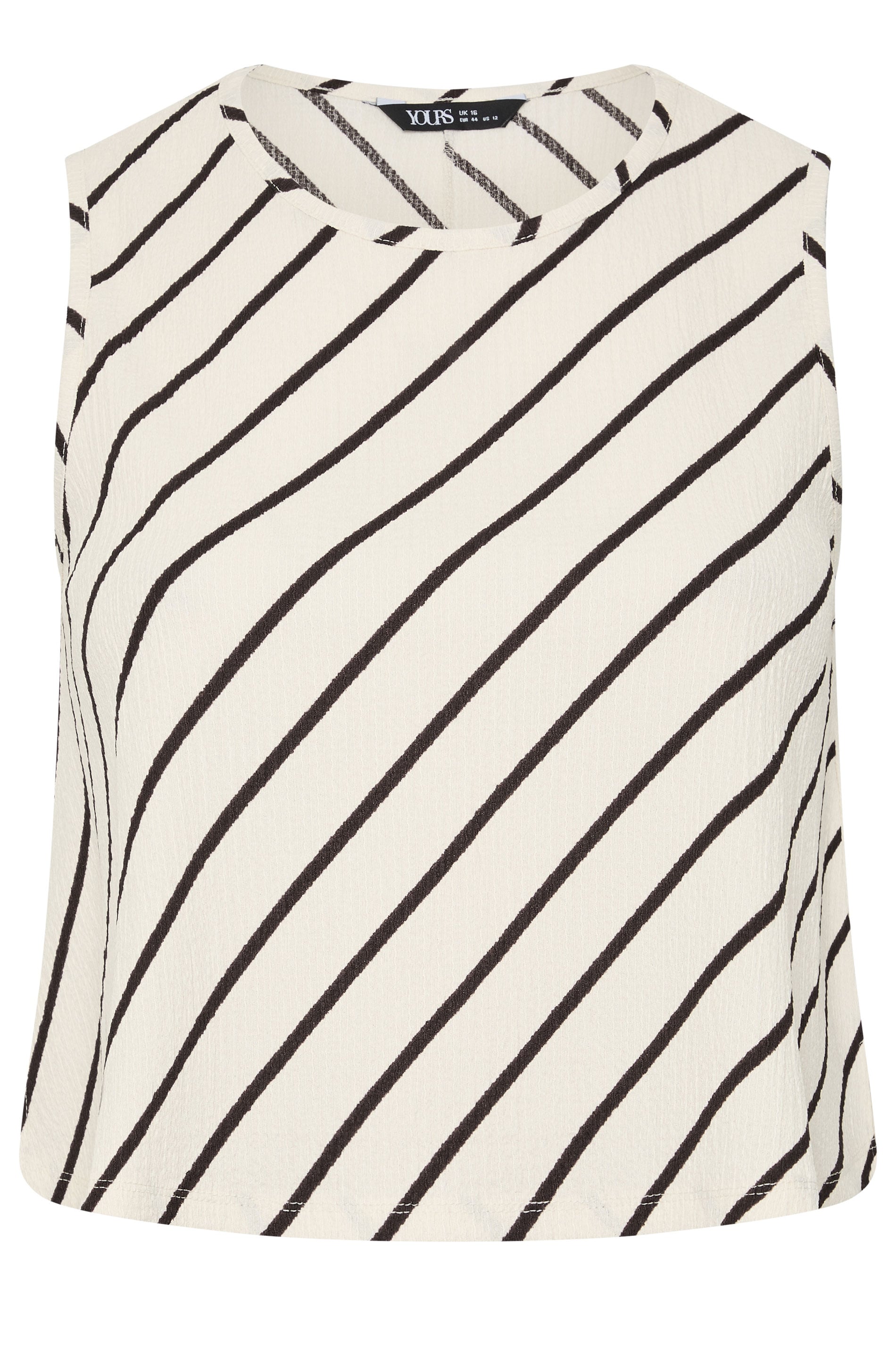 YOURS Plus Size Cream Stripe Vest Top | Yours Clothing 1