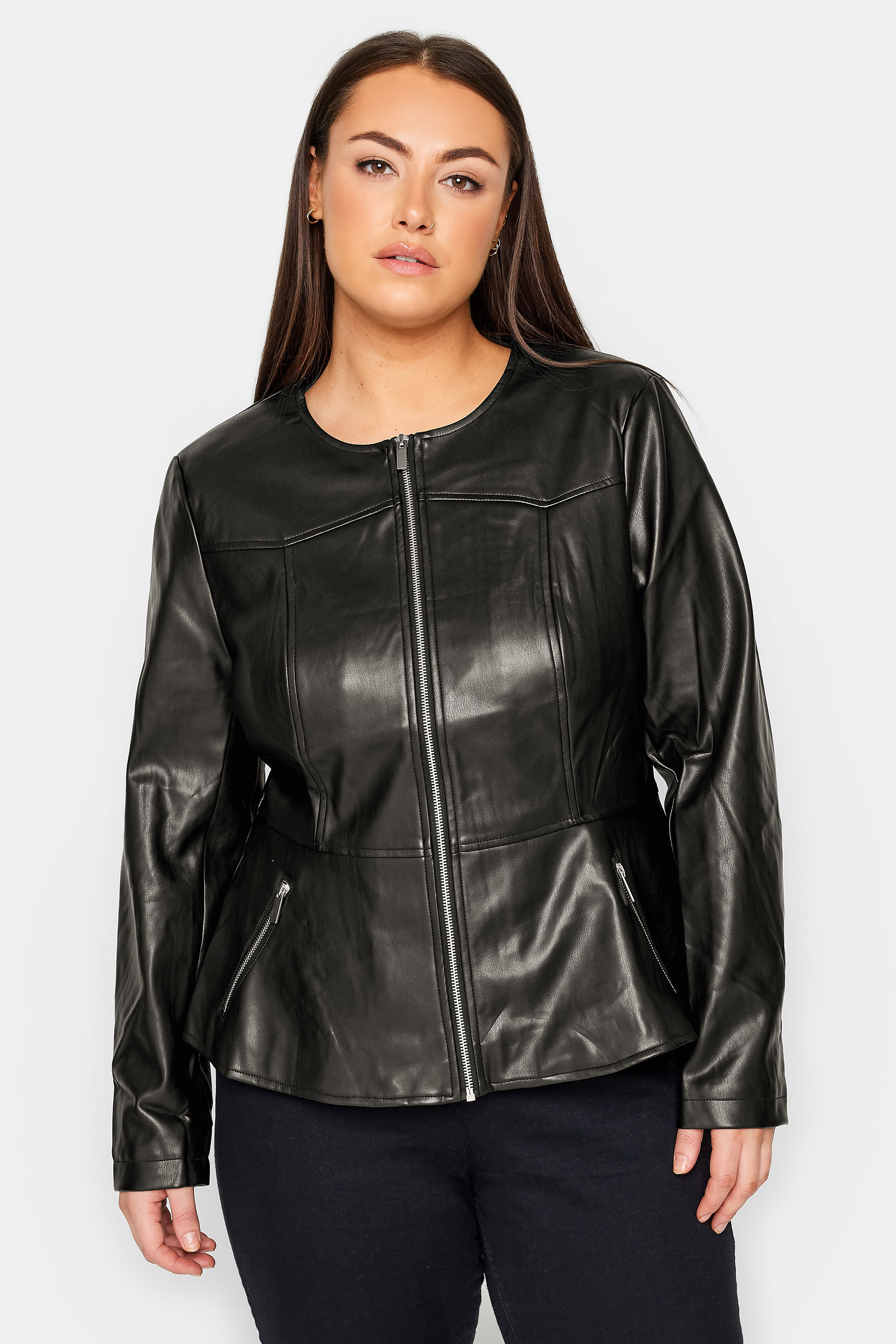 Evans Black Faux Leather Fitted Jacket 2