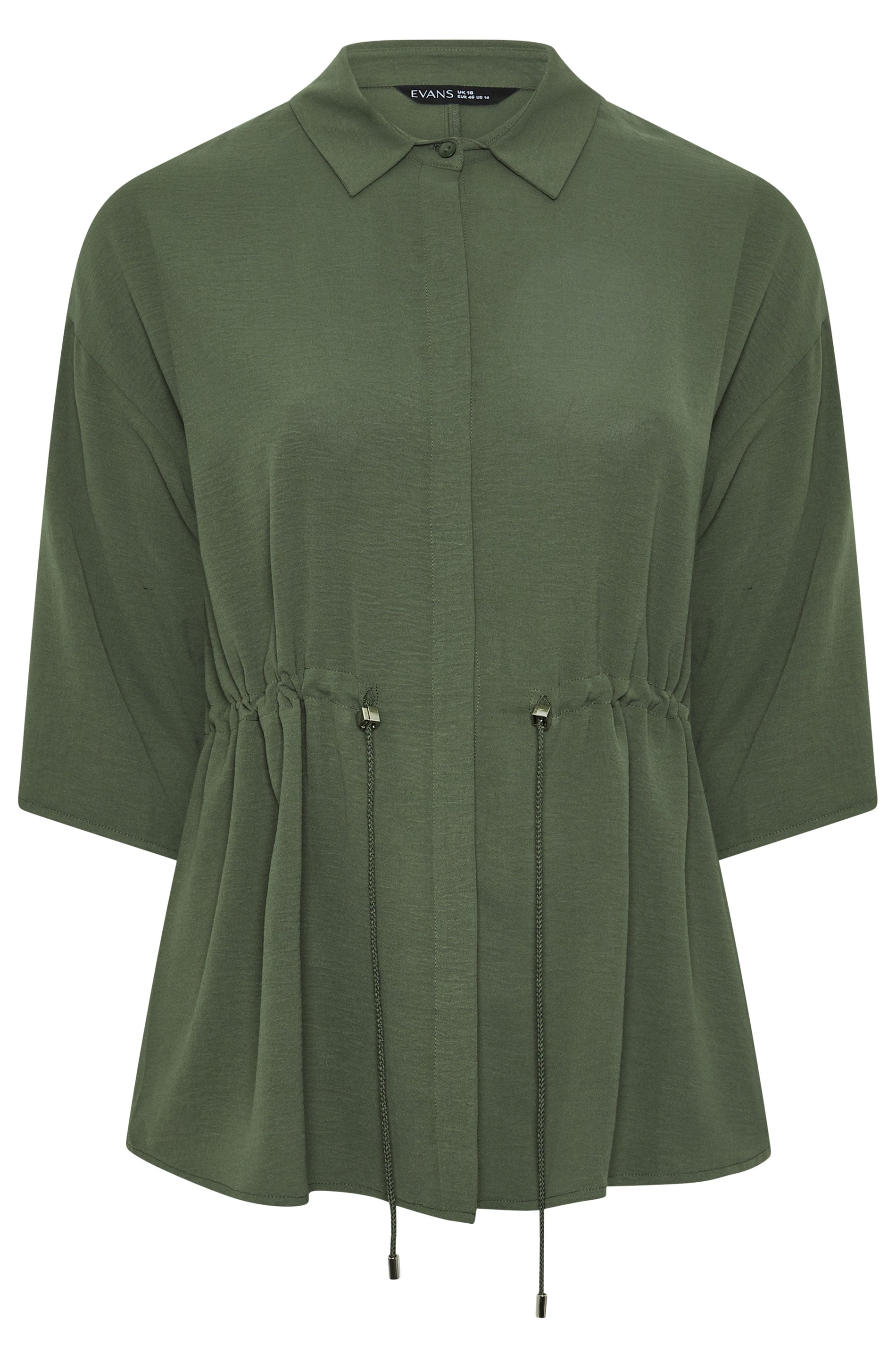 Evans Women's Green Plus Khaki Collared Shacket Size 26-28