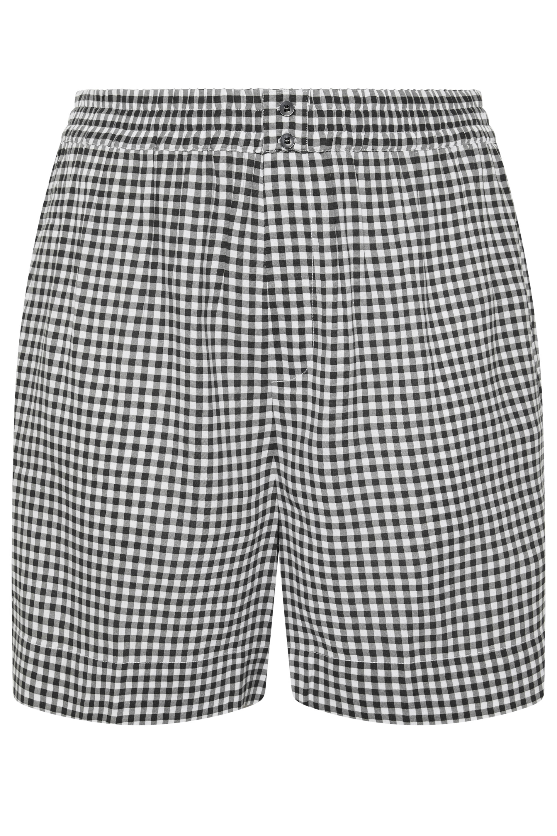 YOURS Plus Size Black Gingham Shorts | Yours Clothing 1