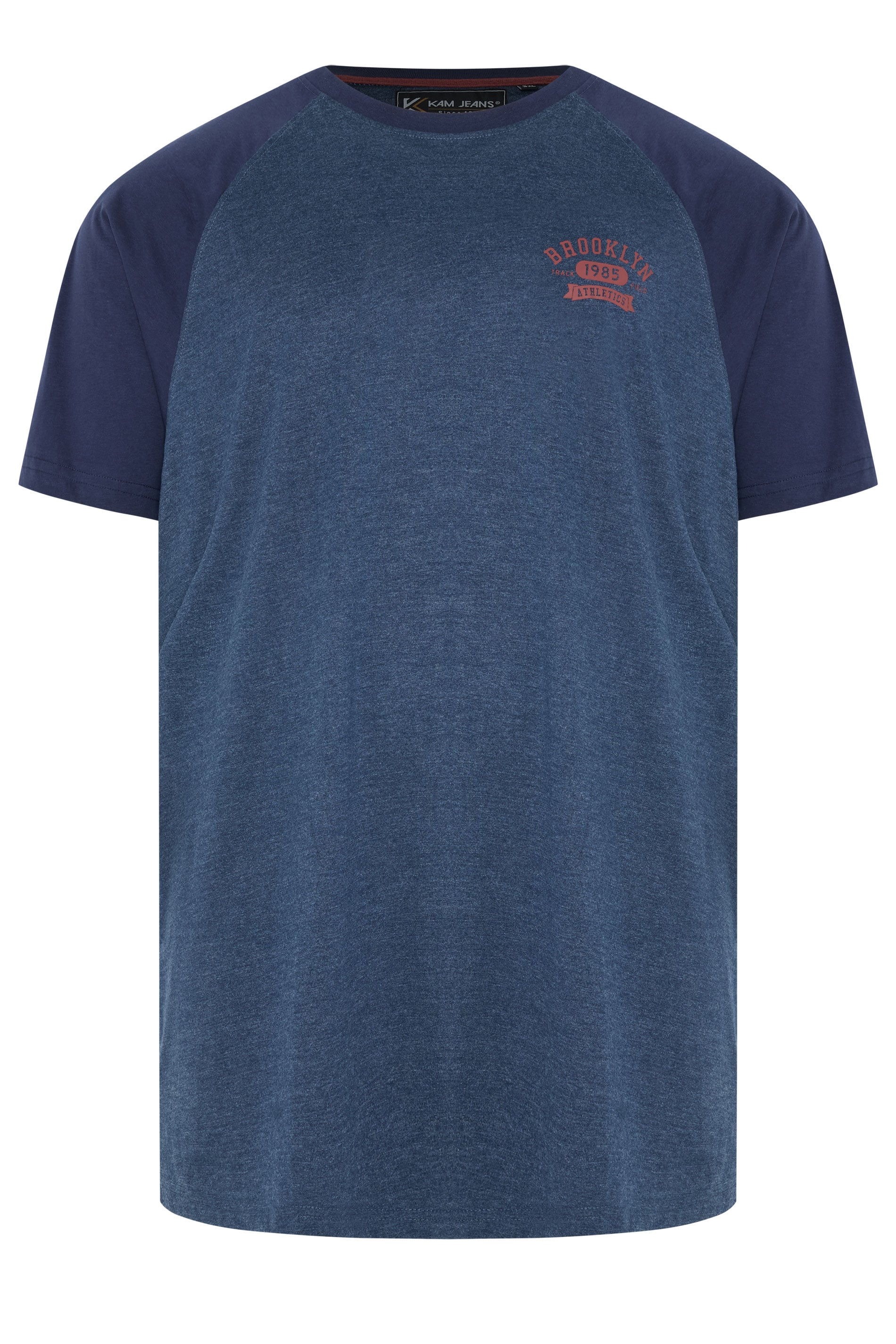 KAM Big & Tall Navy Blue Raglan Graphic Print T-Shirt | BadRhino 1