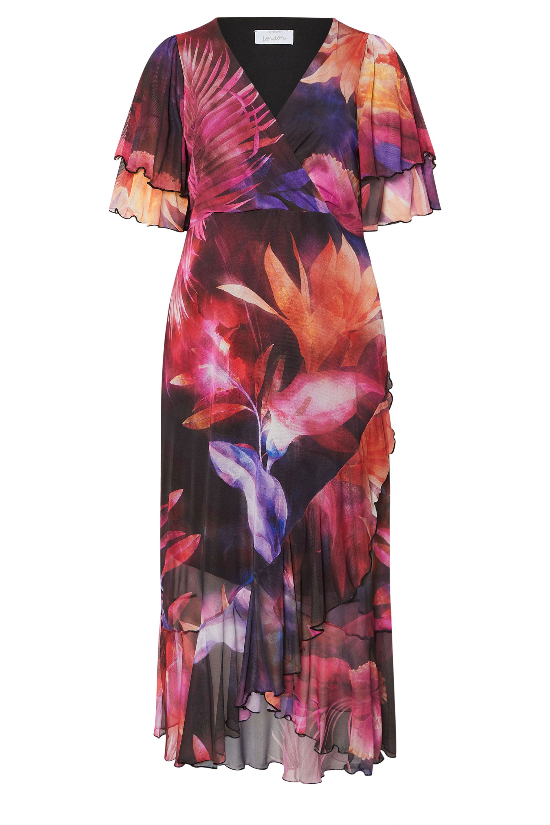 YOURS LONDON Plus Size Black Floral Print Wrap Maxi Dress | Yours Clothing 5