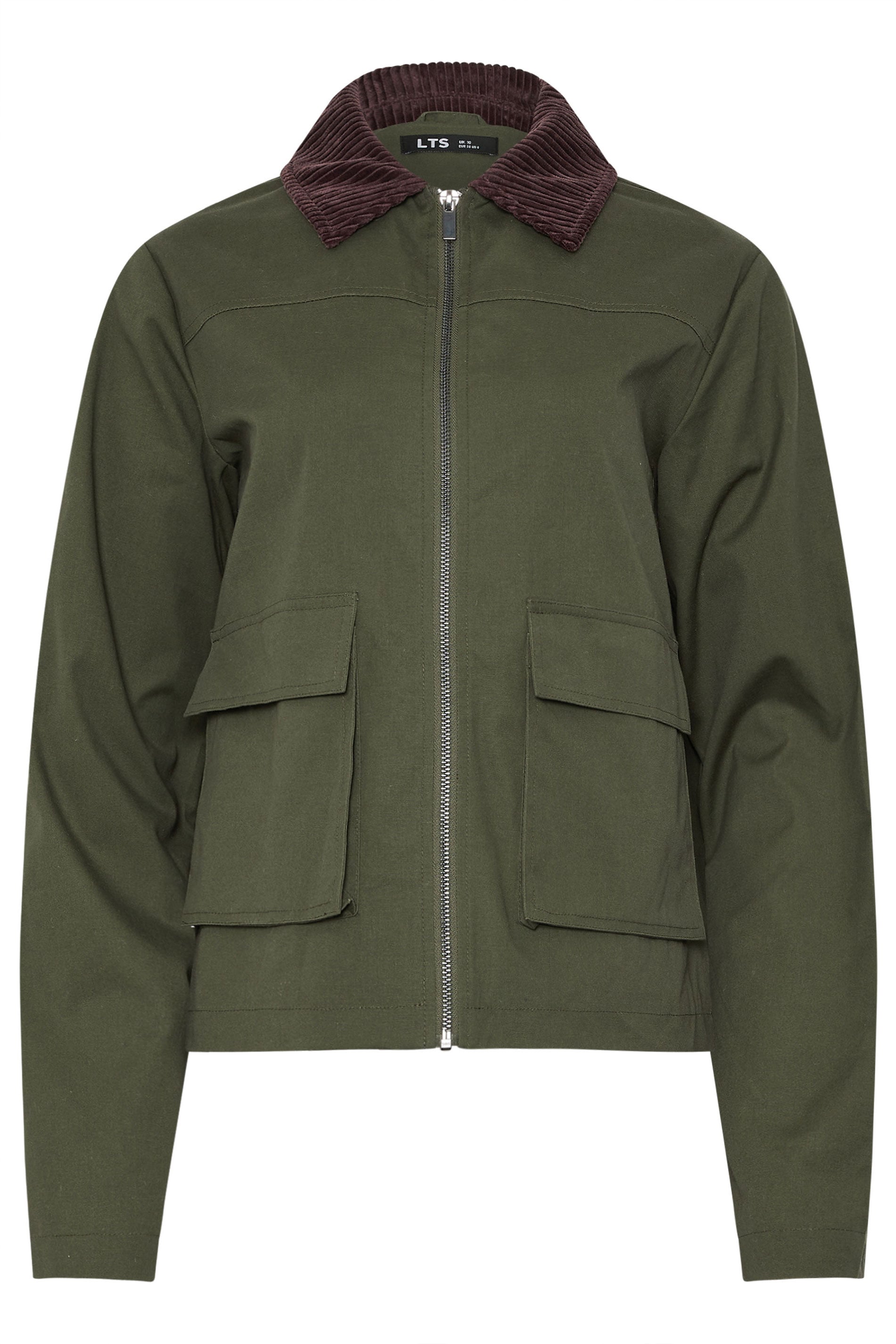 LTS Tall Green Cotton Cord Collar Barn Jacket | Long Tall Sally 5
