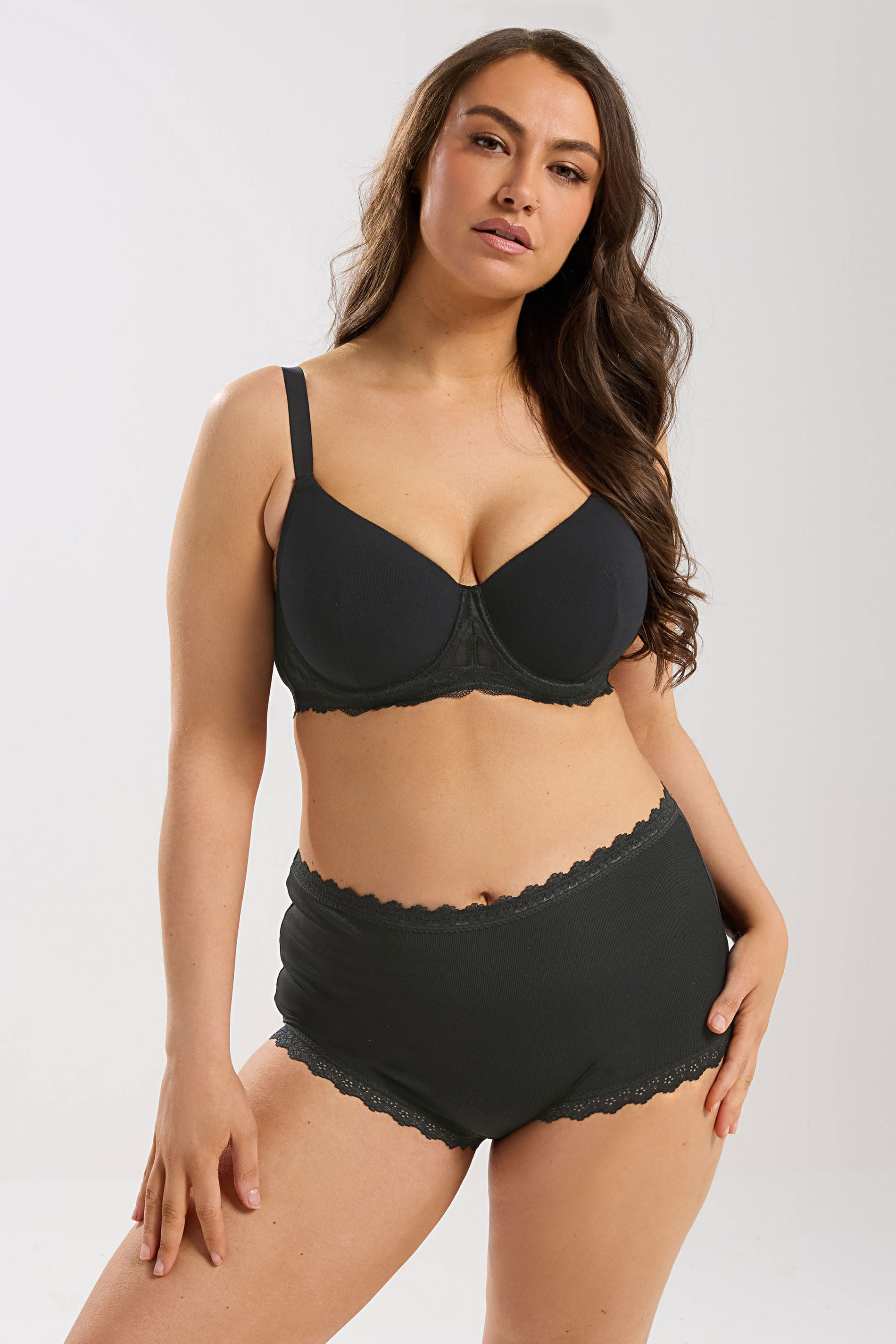 YOURS Plus Size Black Soft Touch Ribbed Underwired Bra | Yours Clothing 1