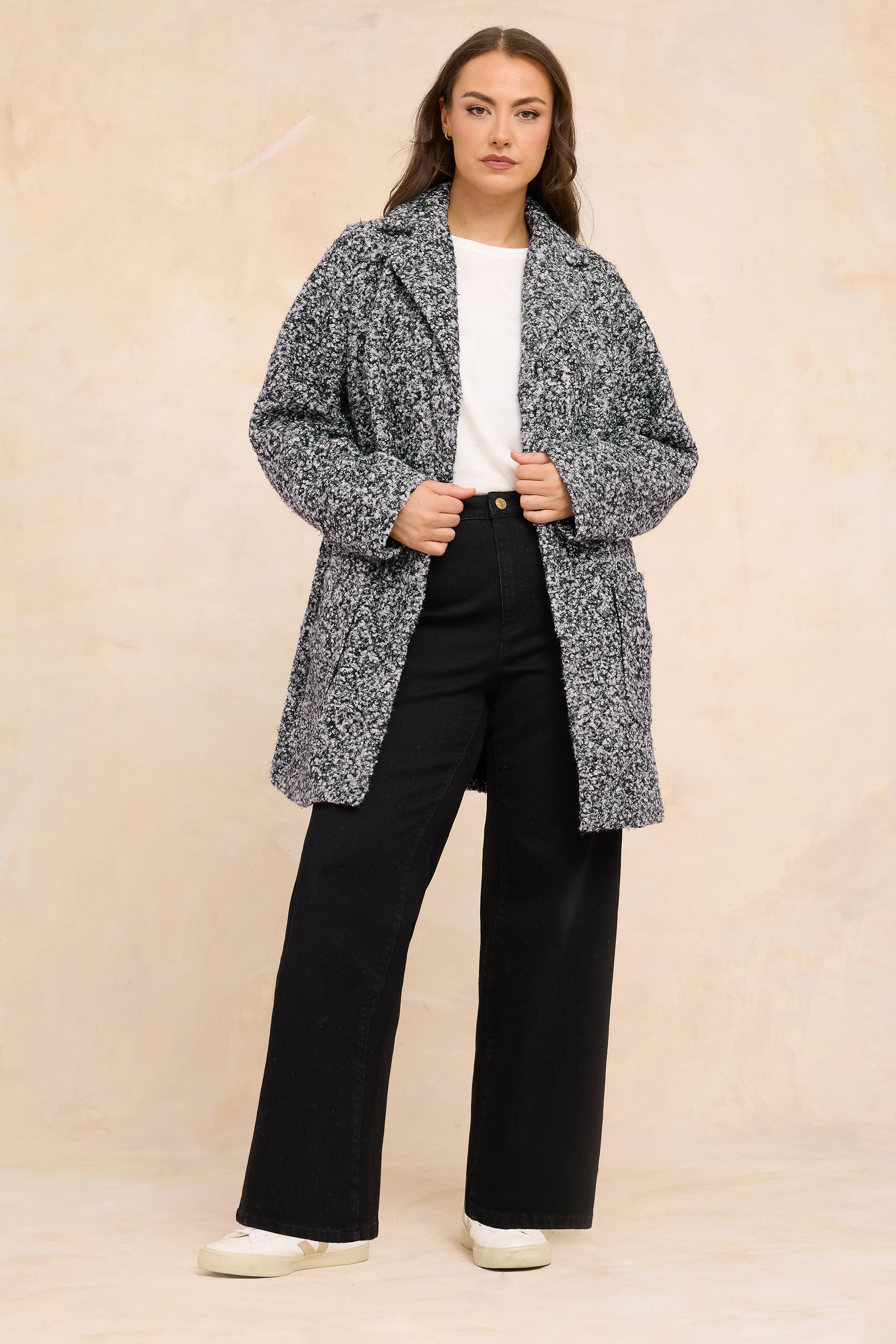 EVANS Plus Size Grey Boucle Formal Coat | Evans 6