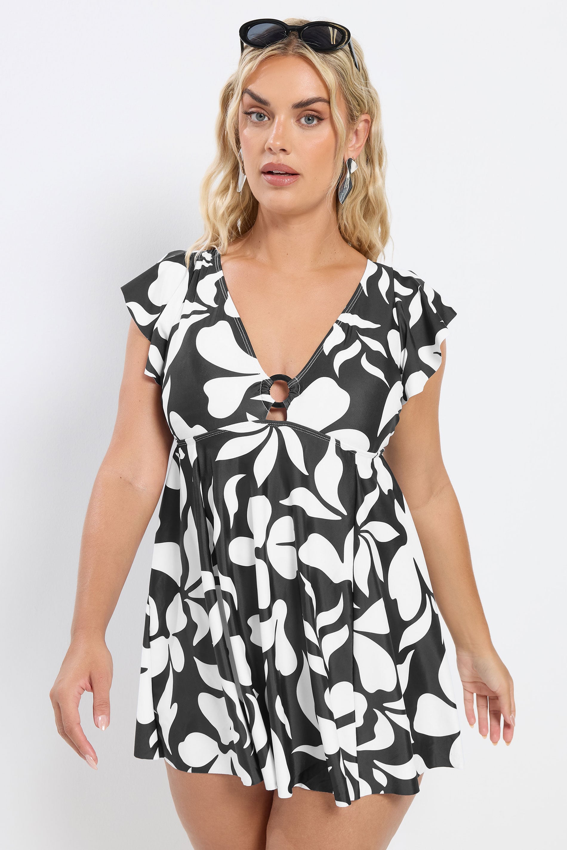 YOURS Plus Size Black Floral Print Swim Dress | Yours Clothing 3