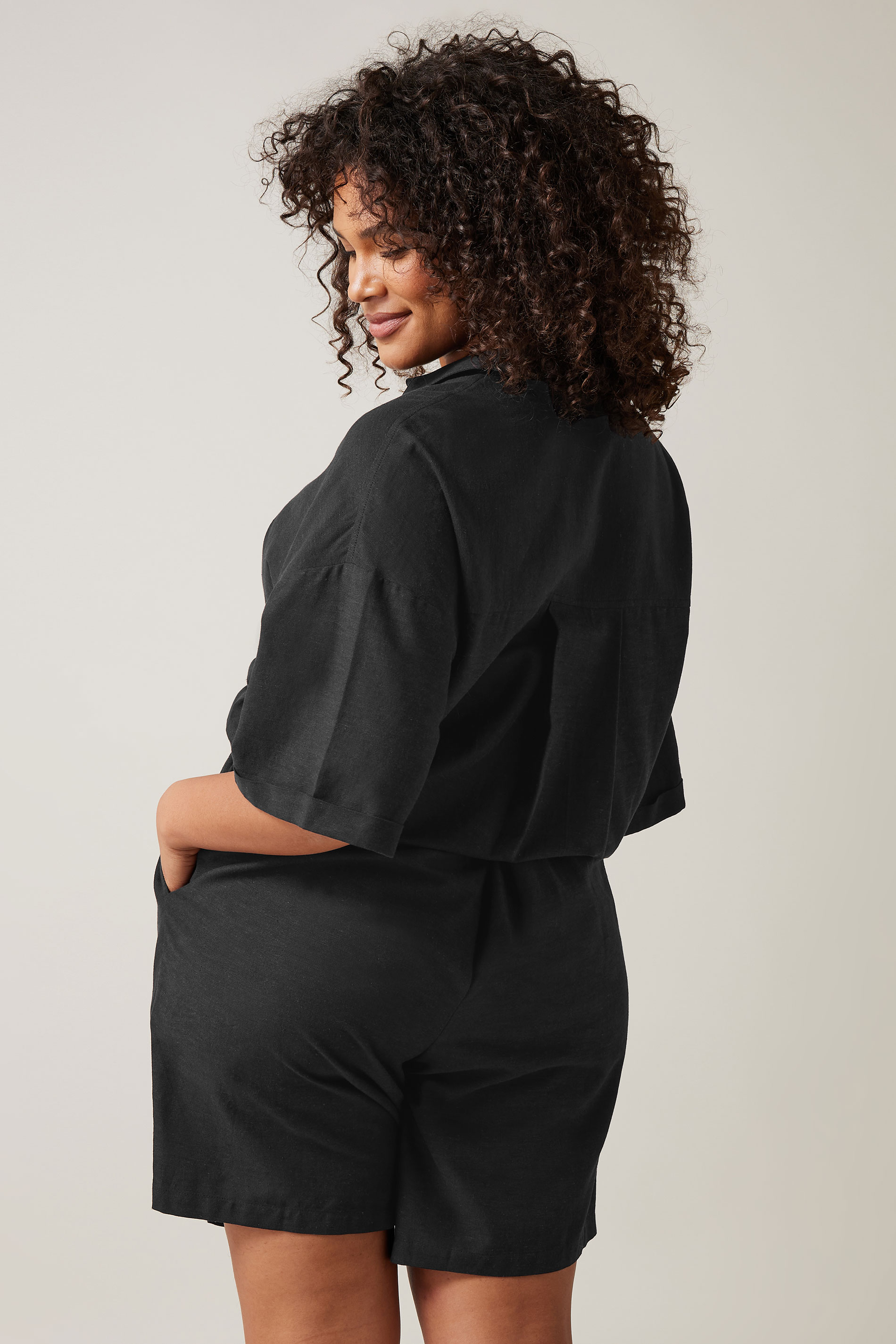 EVANS Plus Size Black Linen Shorts | Evans