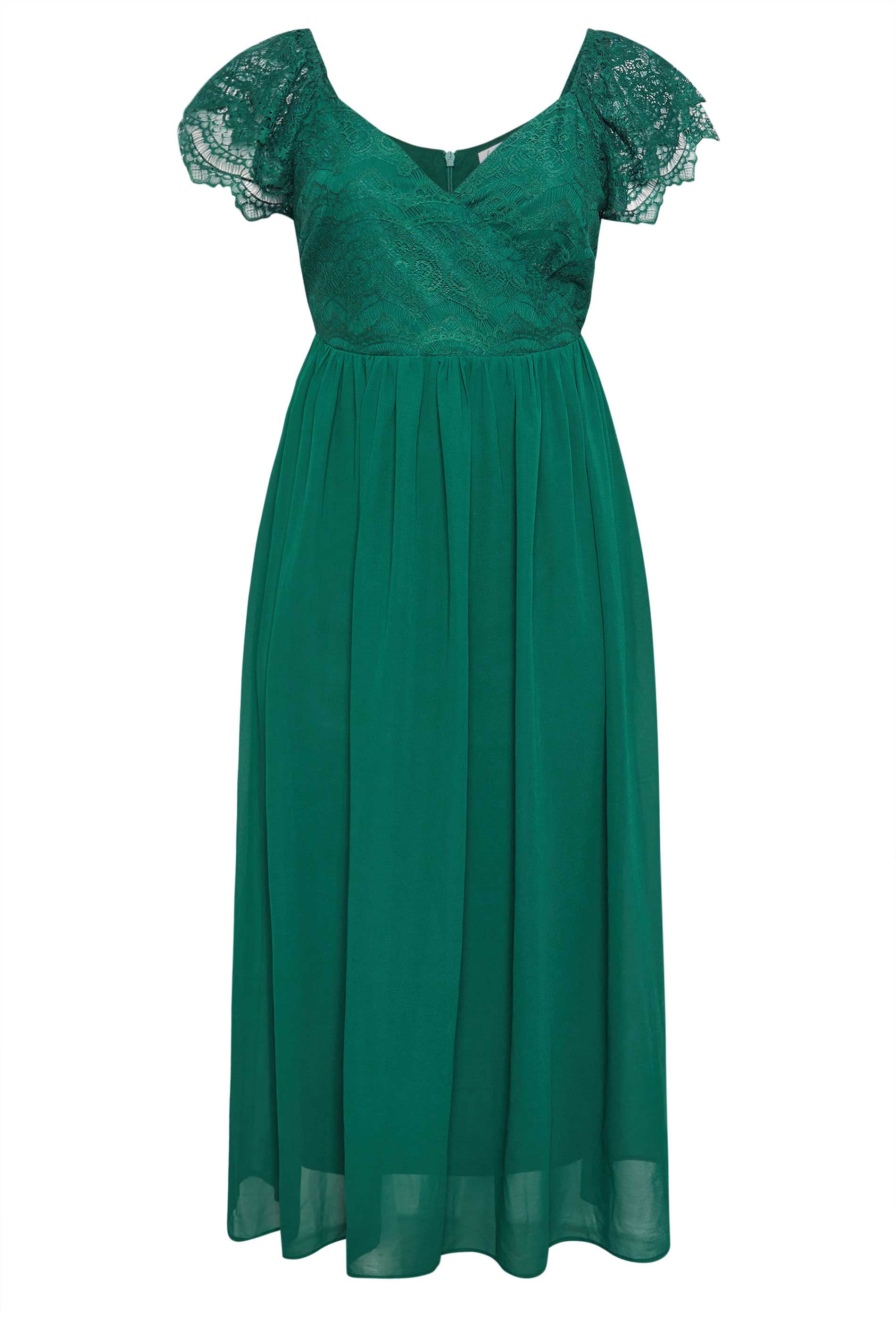 YOURS LONDON Plus Size Green Lace Wrap Maxi Dress | Yours Clothing 5