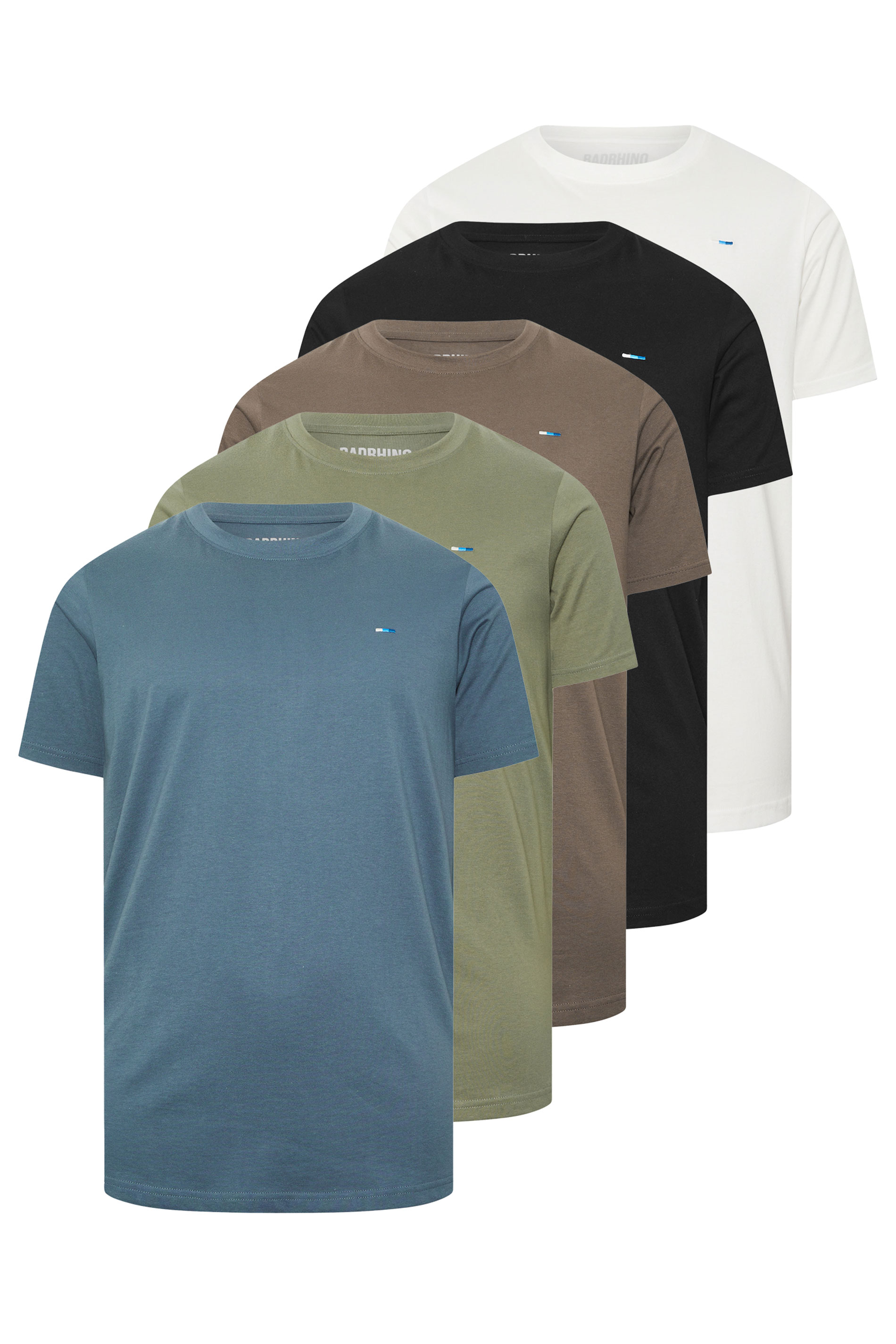 BadRhino Big & Tall 5 PACK Black/Green/Off White/Brown/Blue Extra Long T-Shirts 1