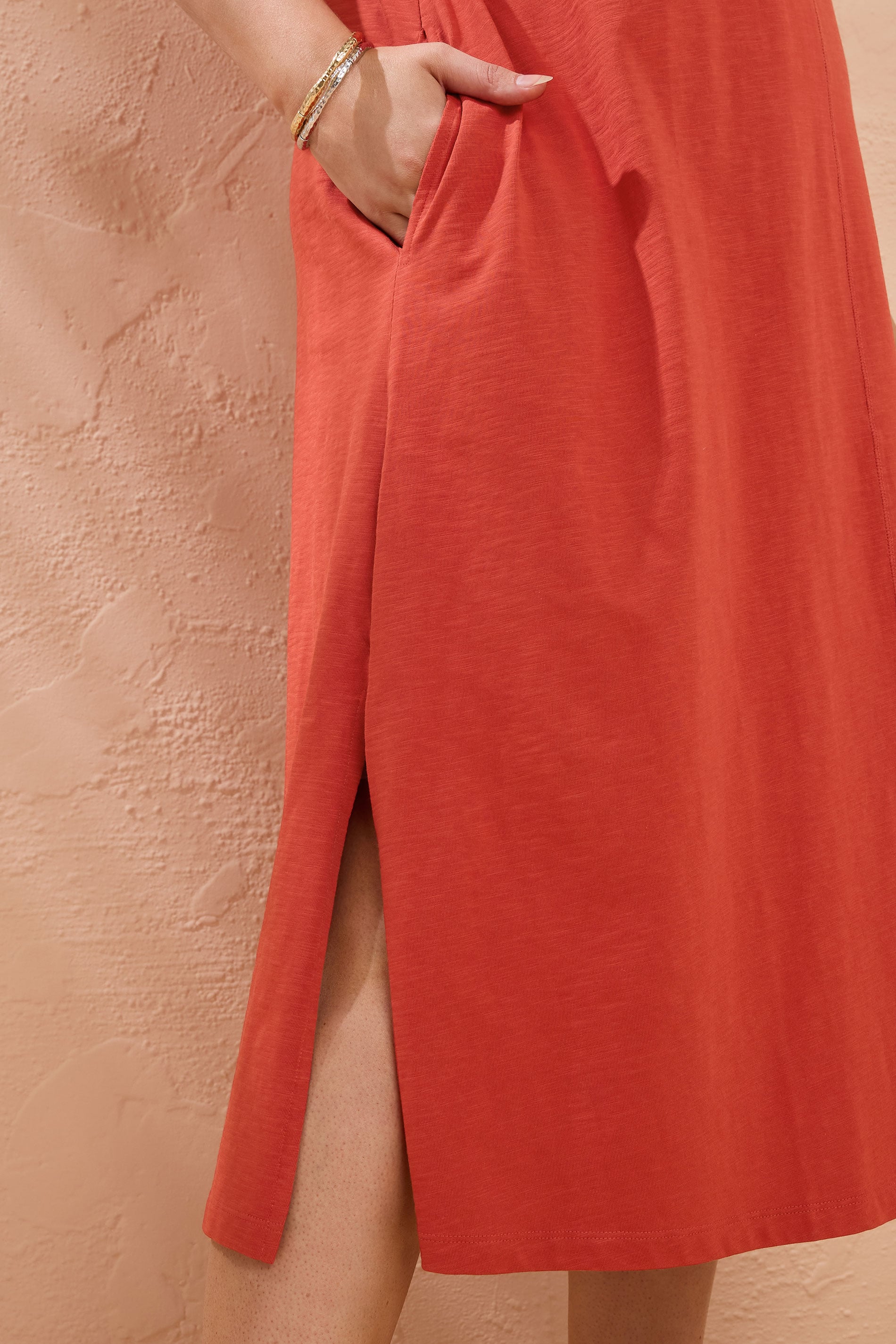 EVANS Plus Size Burnt Orange Premium Cotton Dress | Evans 4