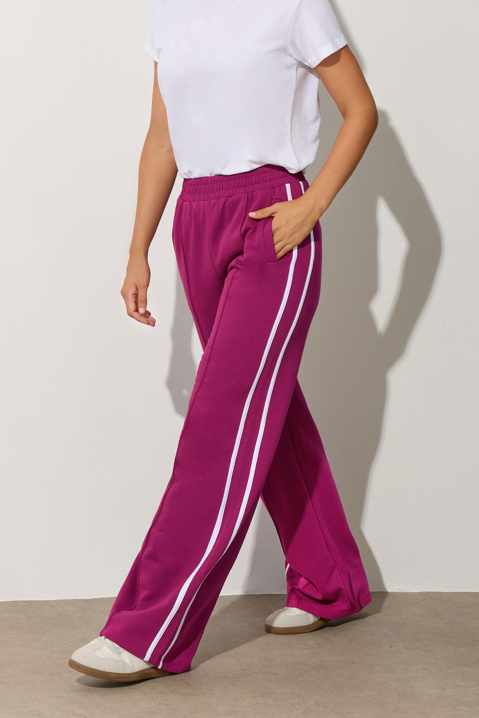 LTS Tall Red Contrast Stripe Wide Leg Trousers | Long Tall Sally 2