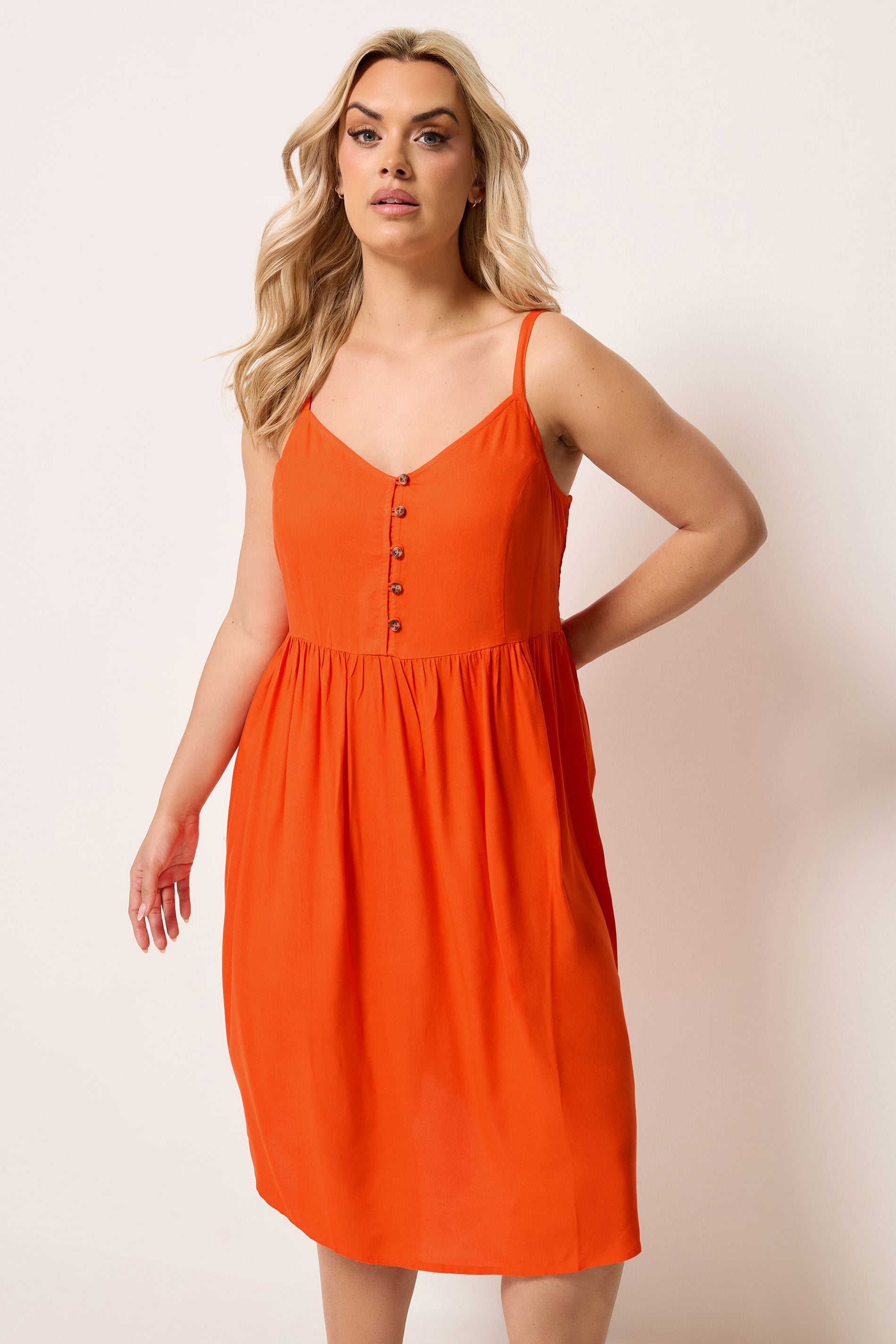 YOURS Plus Size Orange Strappy Midi Sundress | Yours Clothing 3
