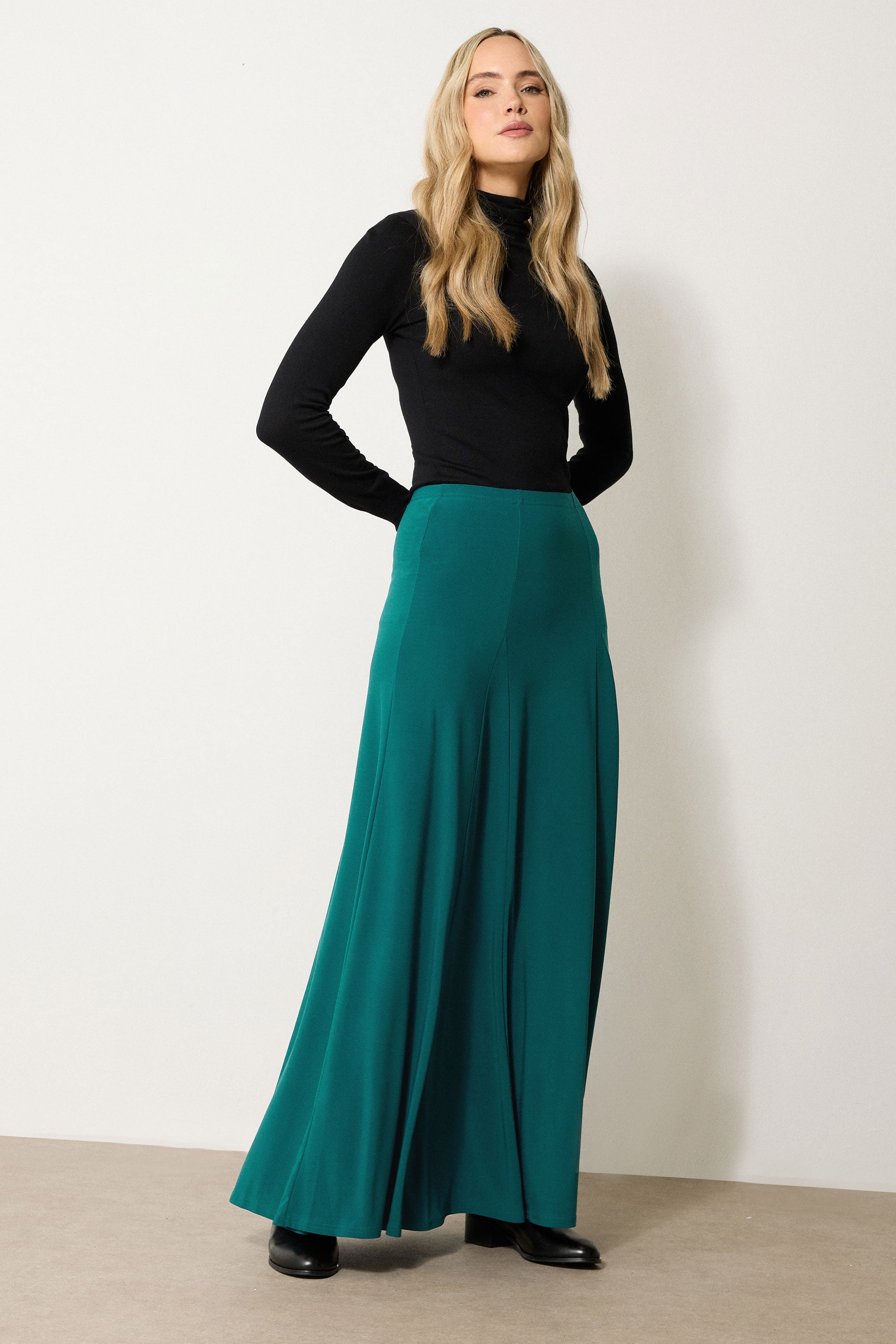 LTS Tall Women's Teal Green Godet Maxi Skirt | Long Tall Sally 3