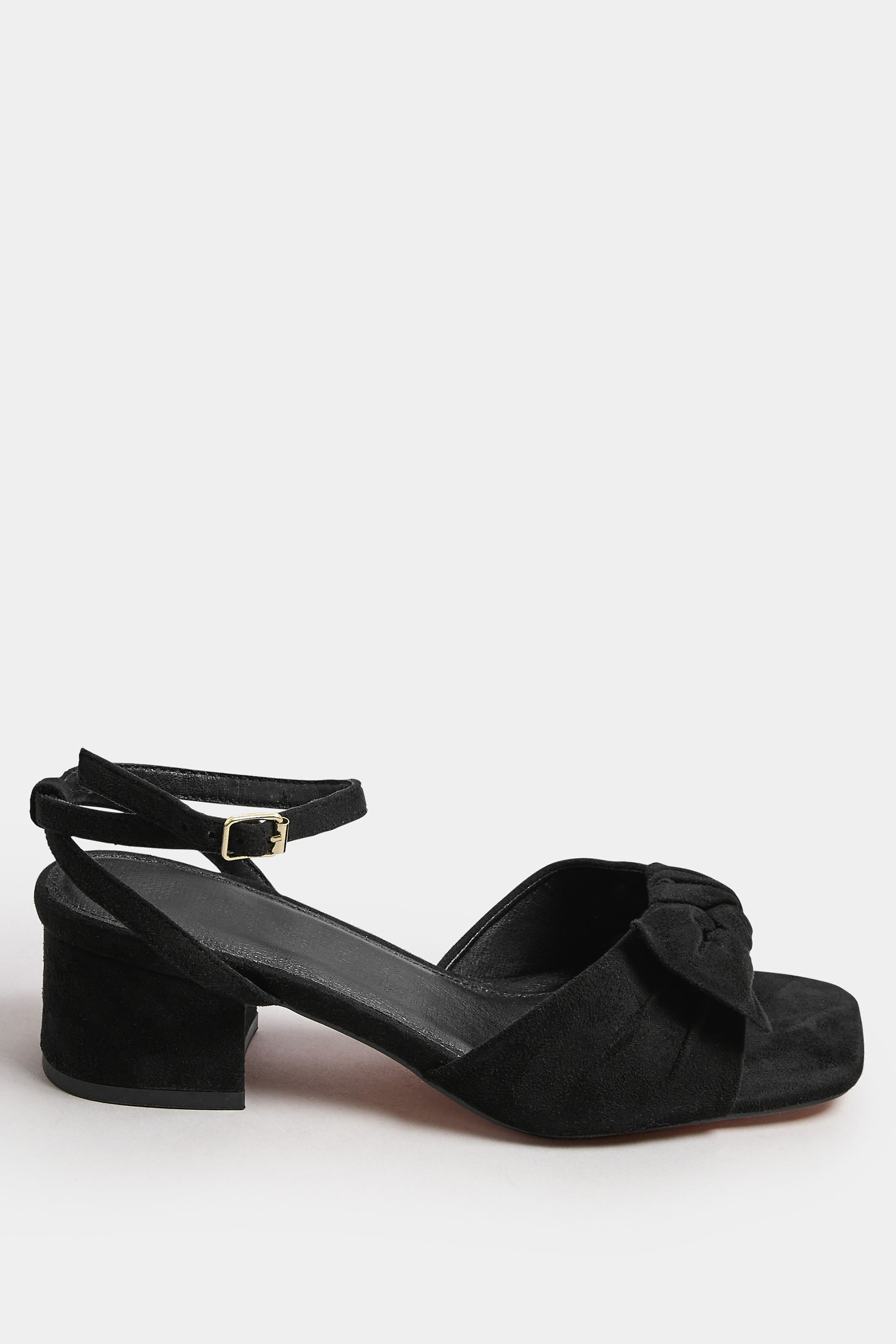Black Faux Suede Bow Front Block Heels In Wide E Fit & Extra Wide EEE Fit | Yours Clothing 2