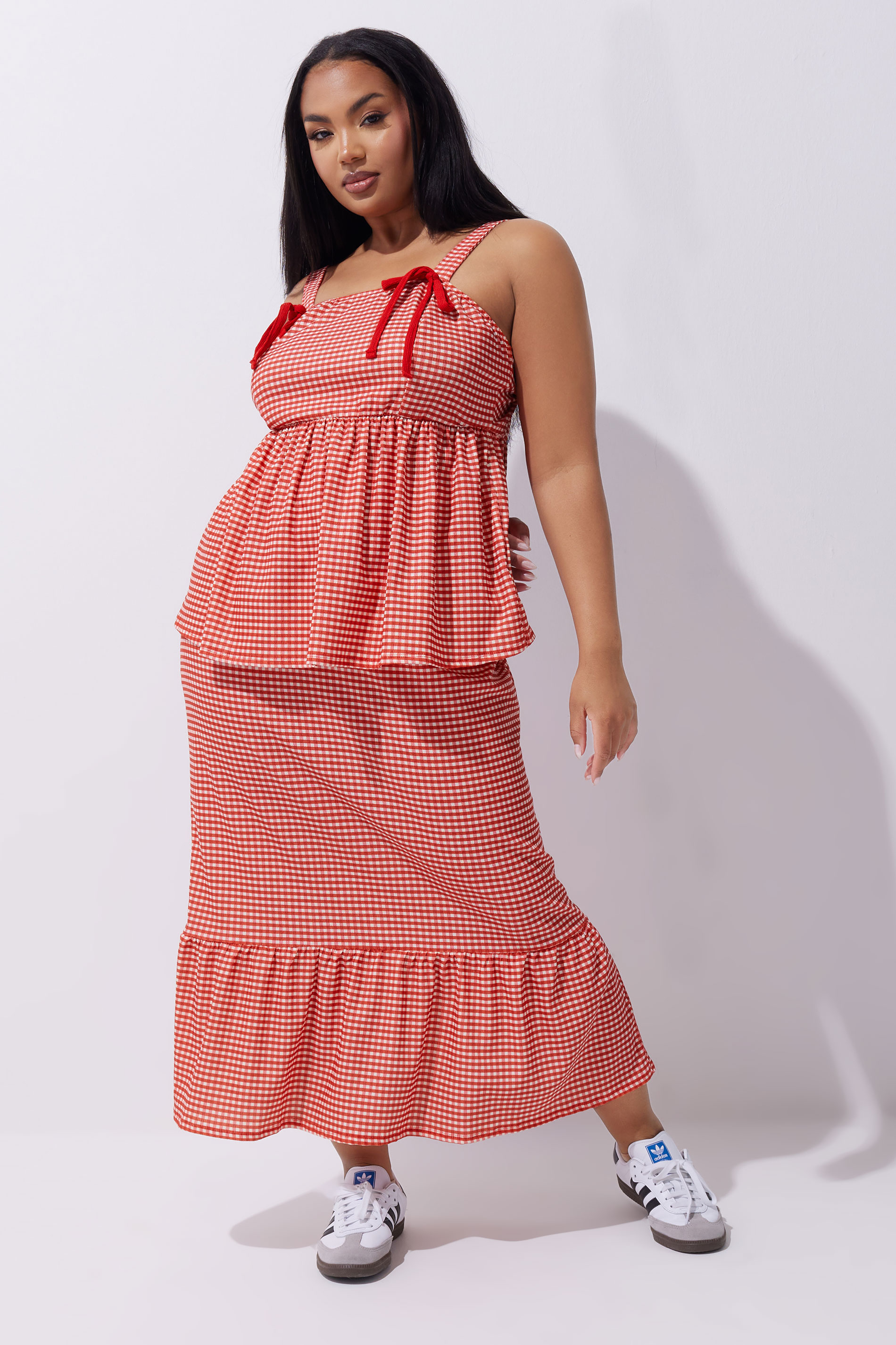 LIMITED COLLECTION Plus Size Red Gingham Print Maxi Skirt | Yours Clothing 5