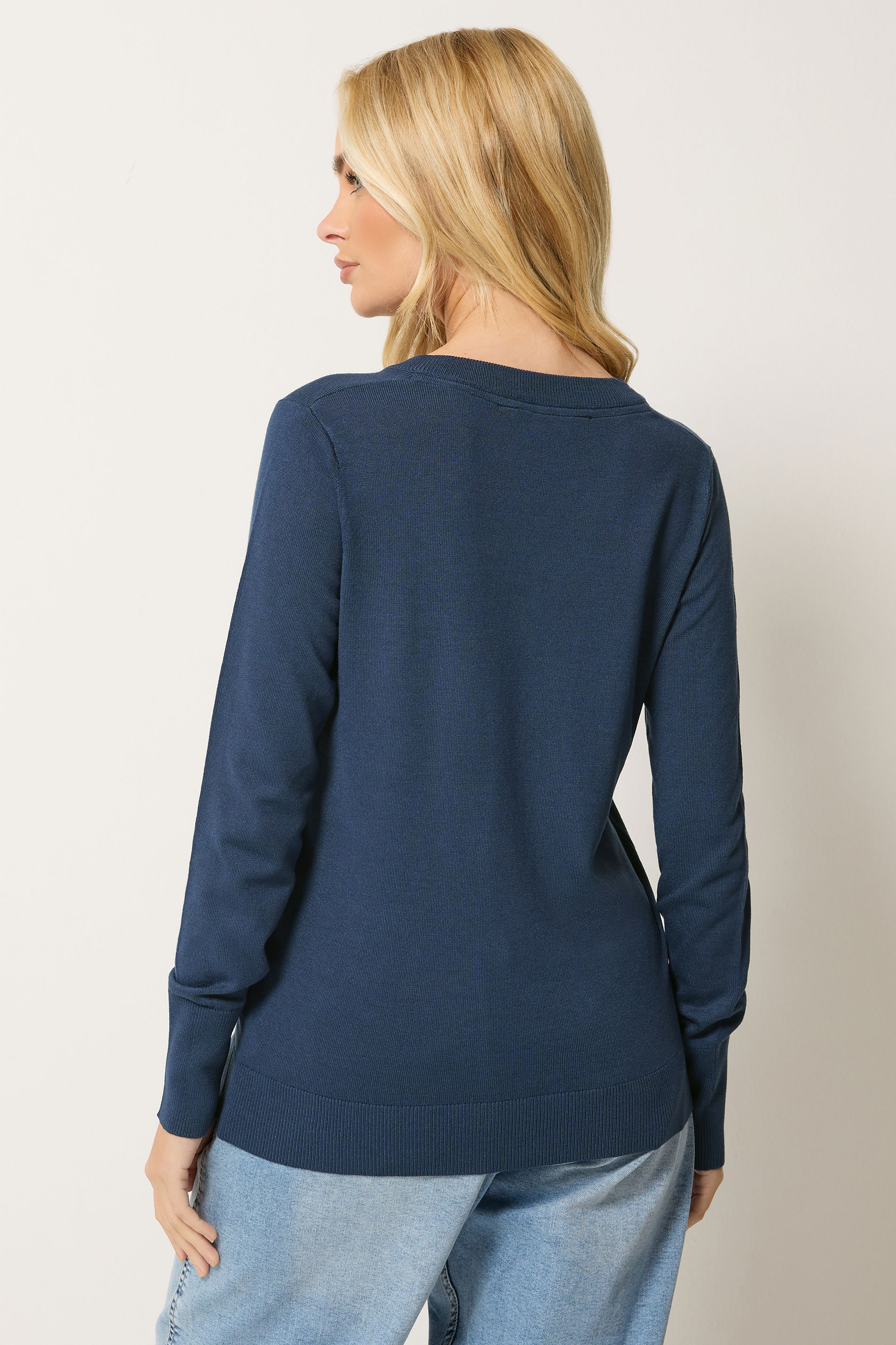 M&Co Navy Blue V-Neck Jumper| M&Co 2
