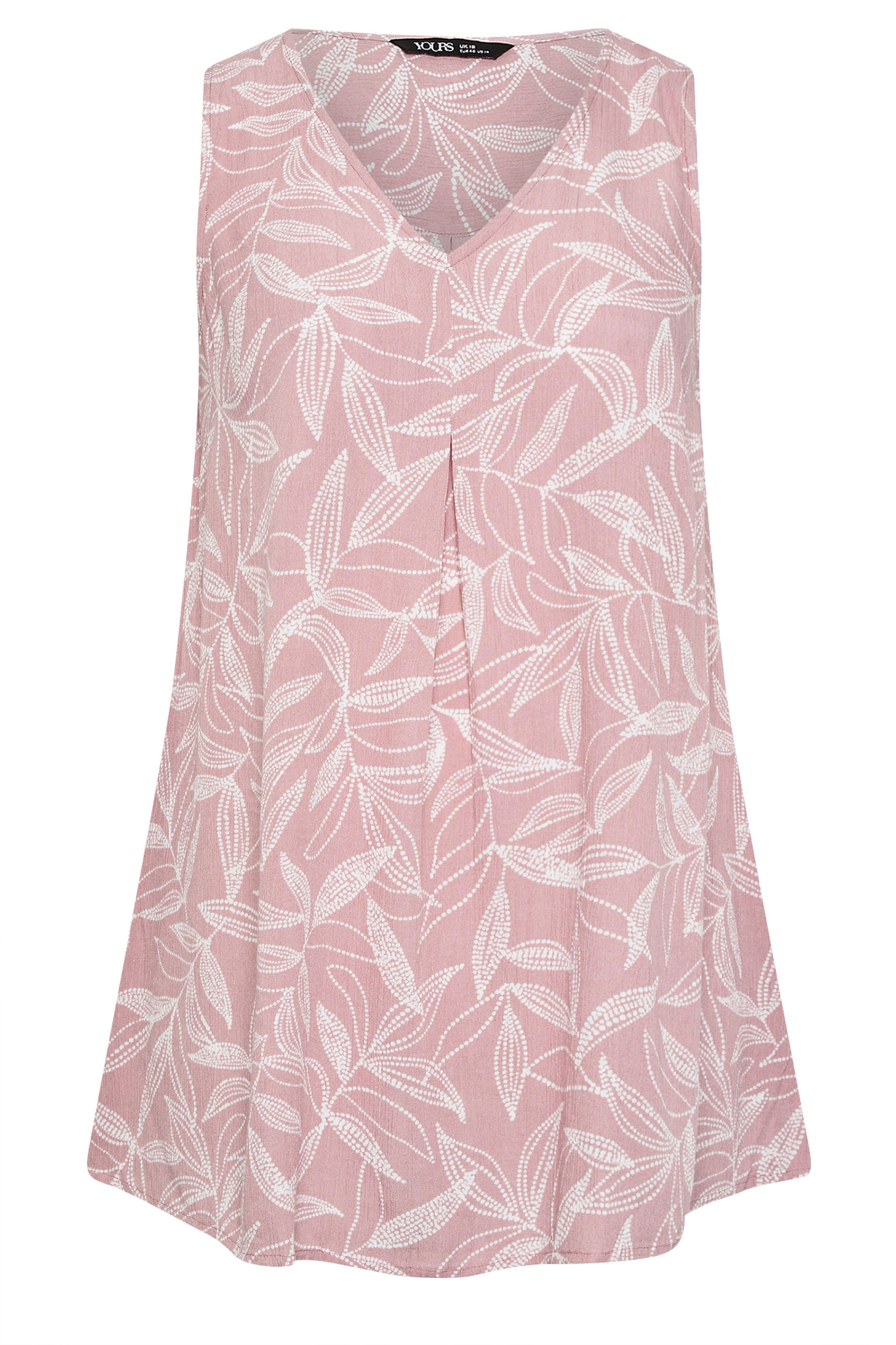 YOURS Plus Size Pink Palm Leaf Pleat Front Vest Top | Yours Clothing 5