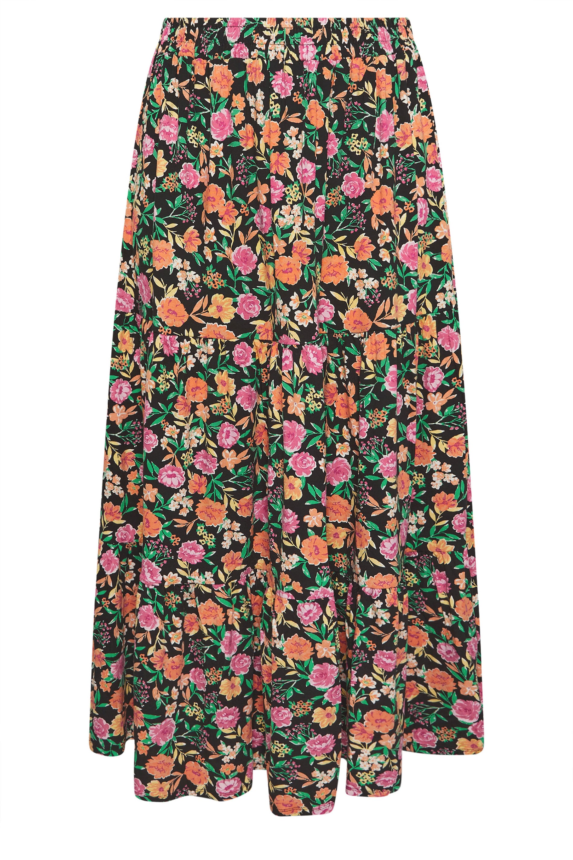 YOURS Plus Size Black Floral Tiered Skirt | Yours Clothing 5
