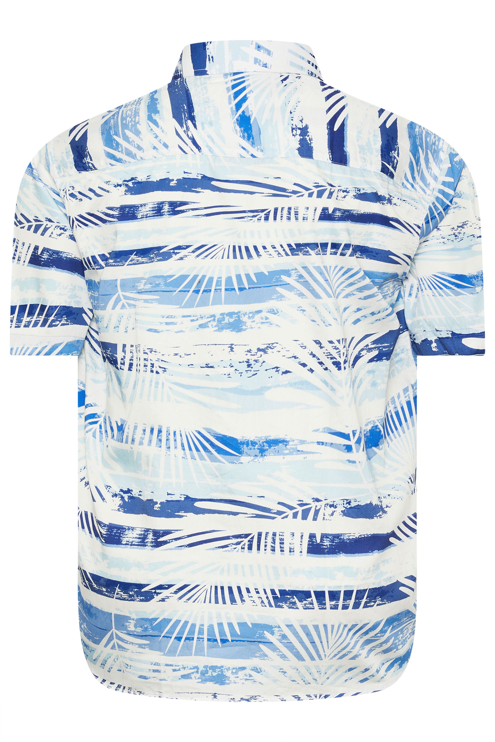 KAM Big & Tall Blue Faded Leaf Print Shirt | BadRhino 2