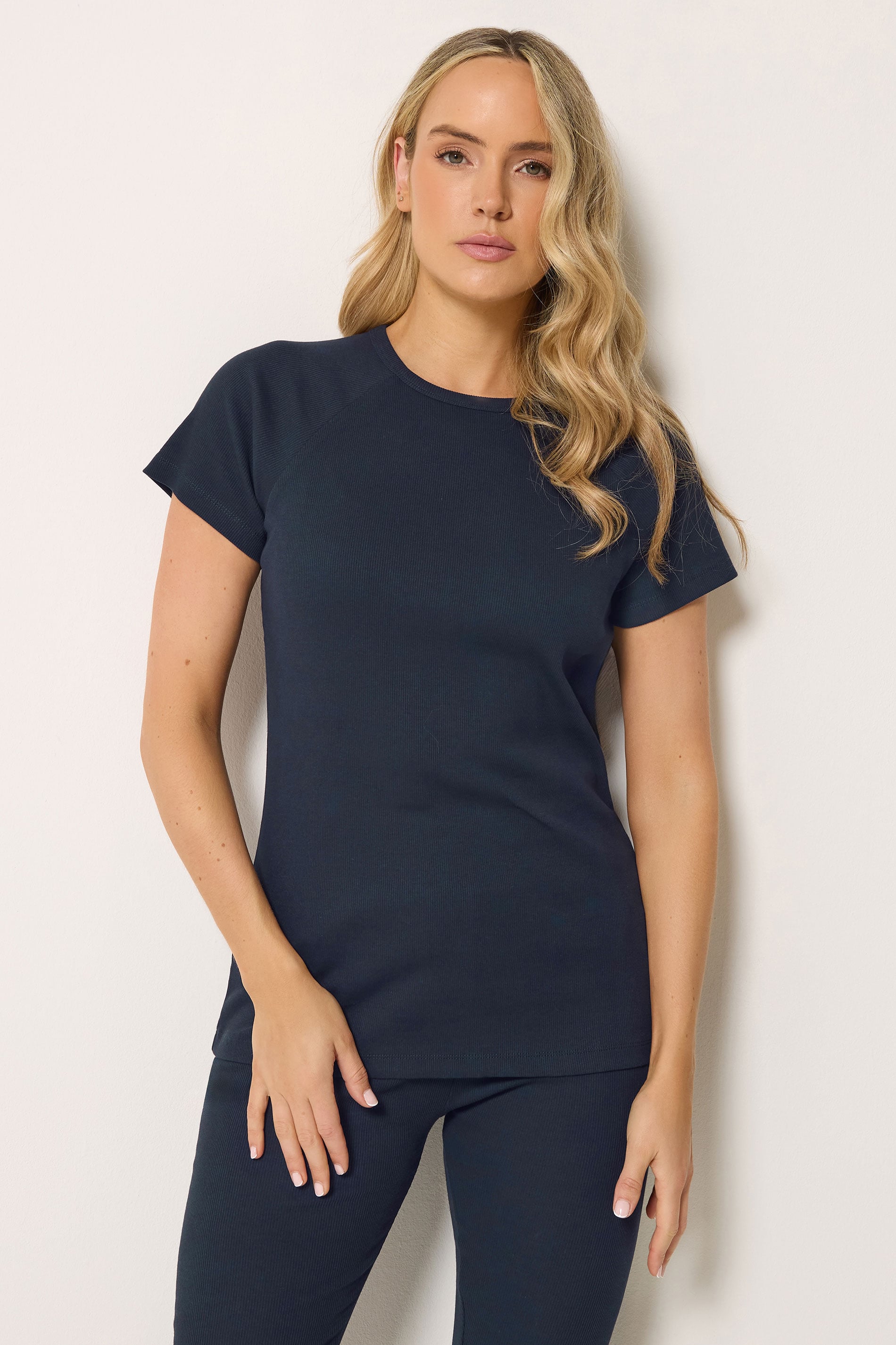 LTS Tall Women's Navy Blue Ribbed T-Shirt | Long Tall Sally 3