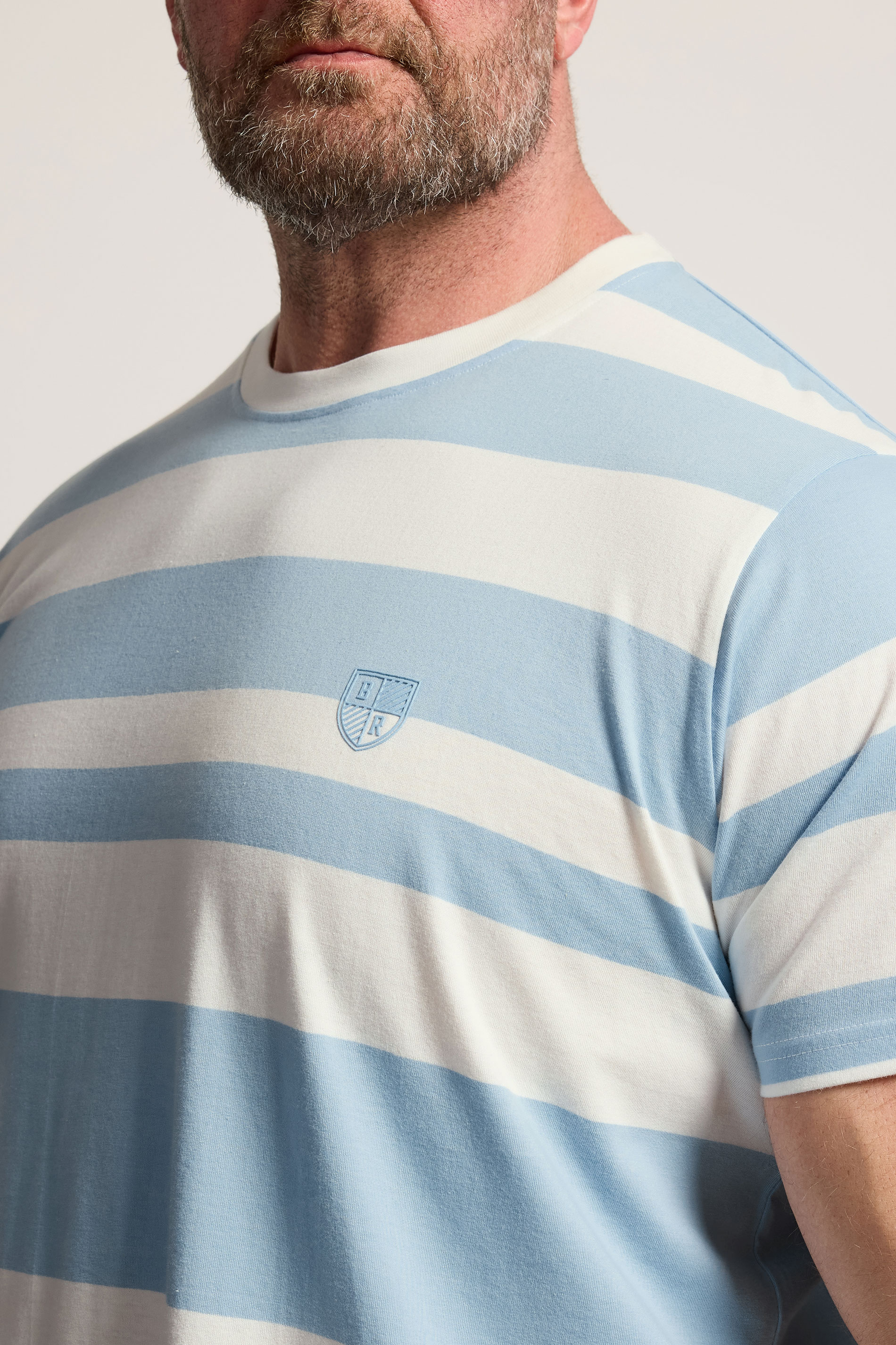 BadRhino Big & Tall Baby Blue Extra Long Stripe T-Shirt | BadRhino 4