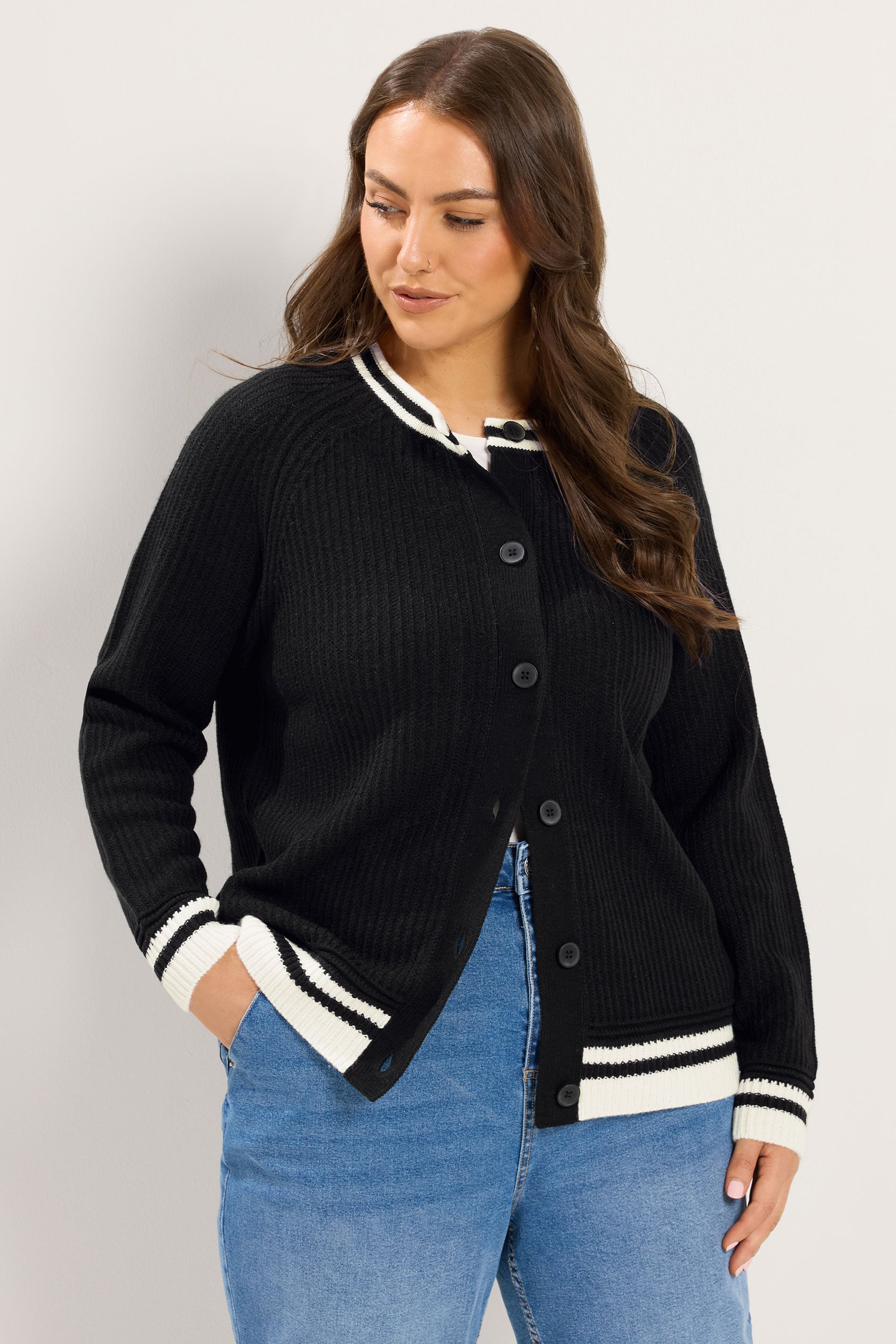 YOURS Plus Size Black Long Sleeve Knitted Cardigan | Yours Clothing 3