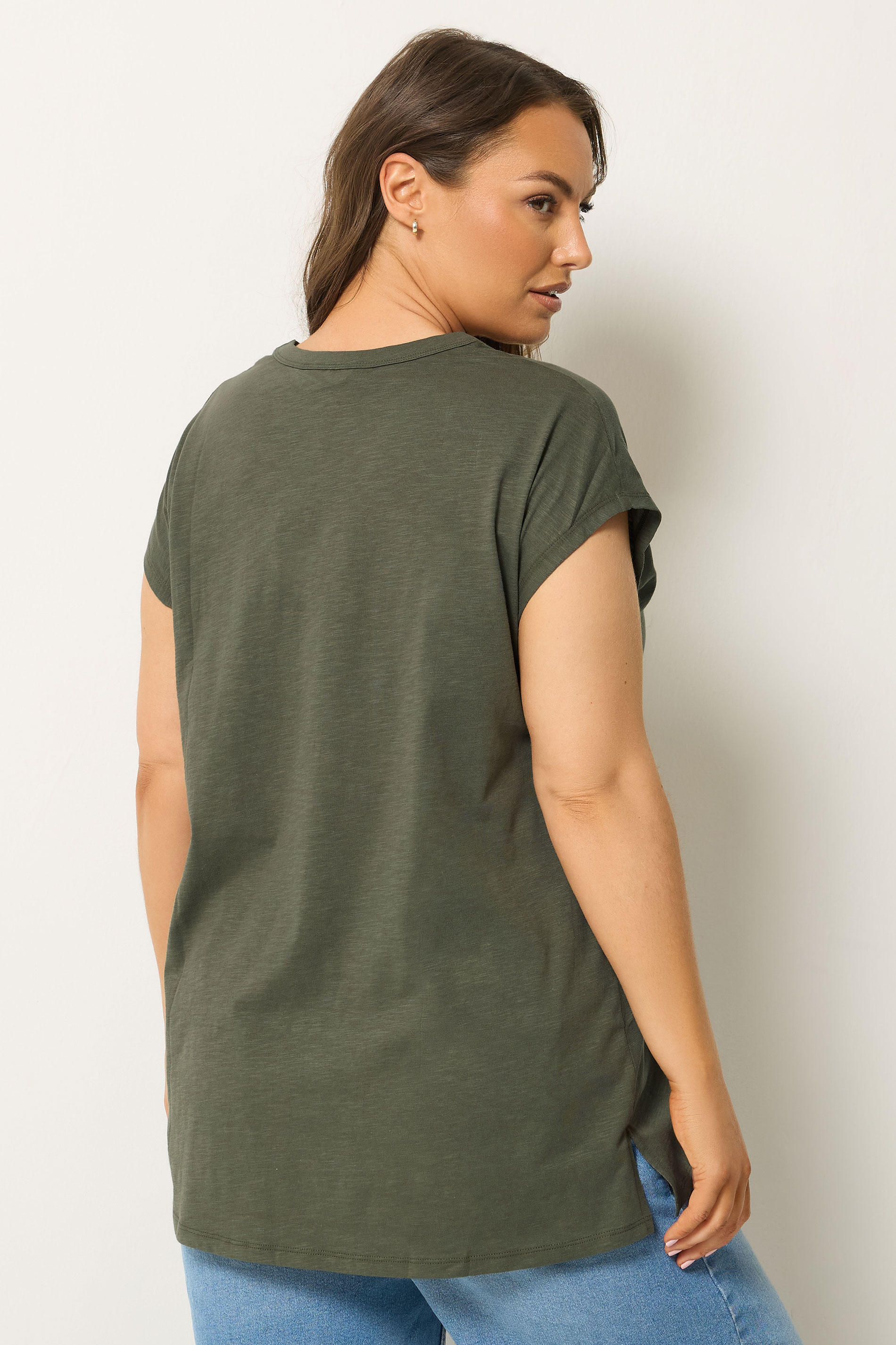 YOURS Plus Size Khaki Green Animal Stud Pocket T-Shirt | Yours Clothing 2