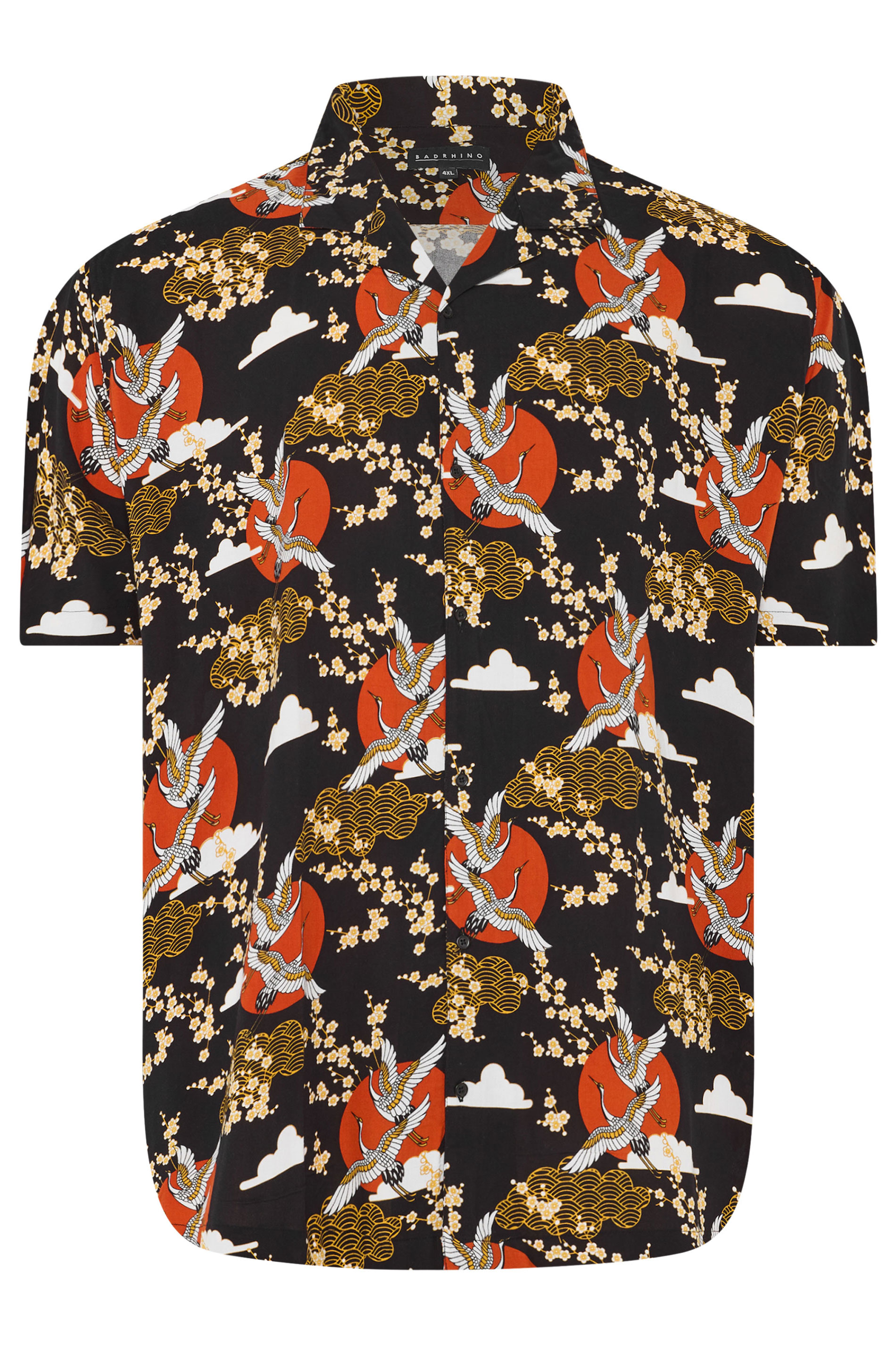 BadRhino Big & Tall Black Japanese Woodblock Print Shirt | BadRhino 6