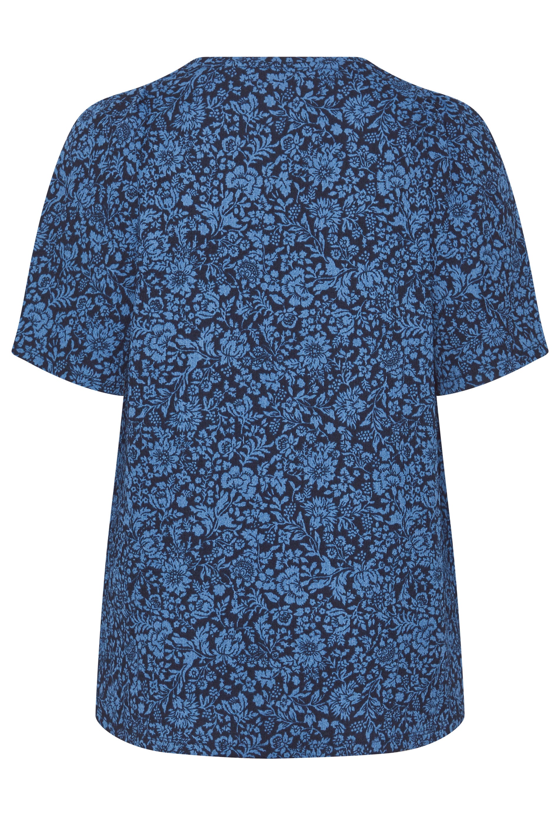 EVANS Plus Size Navy Blue Floral Pleat Front Angel Sleeve Top | Evans 6